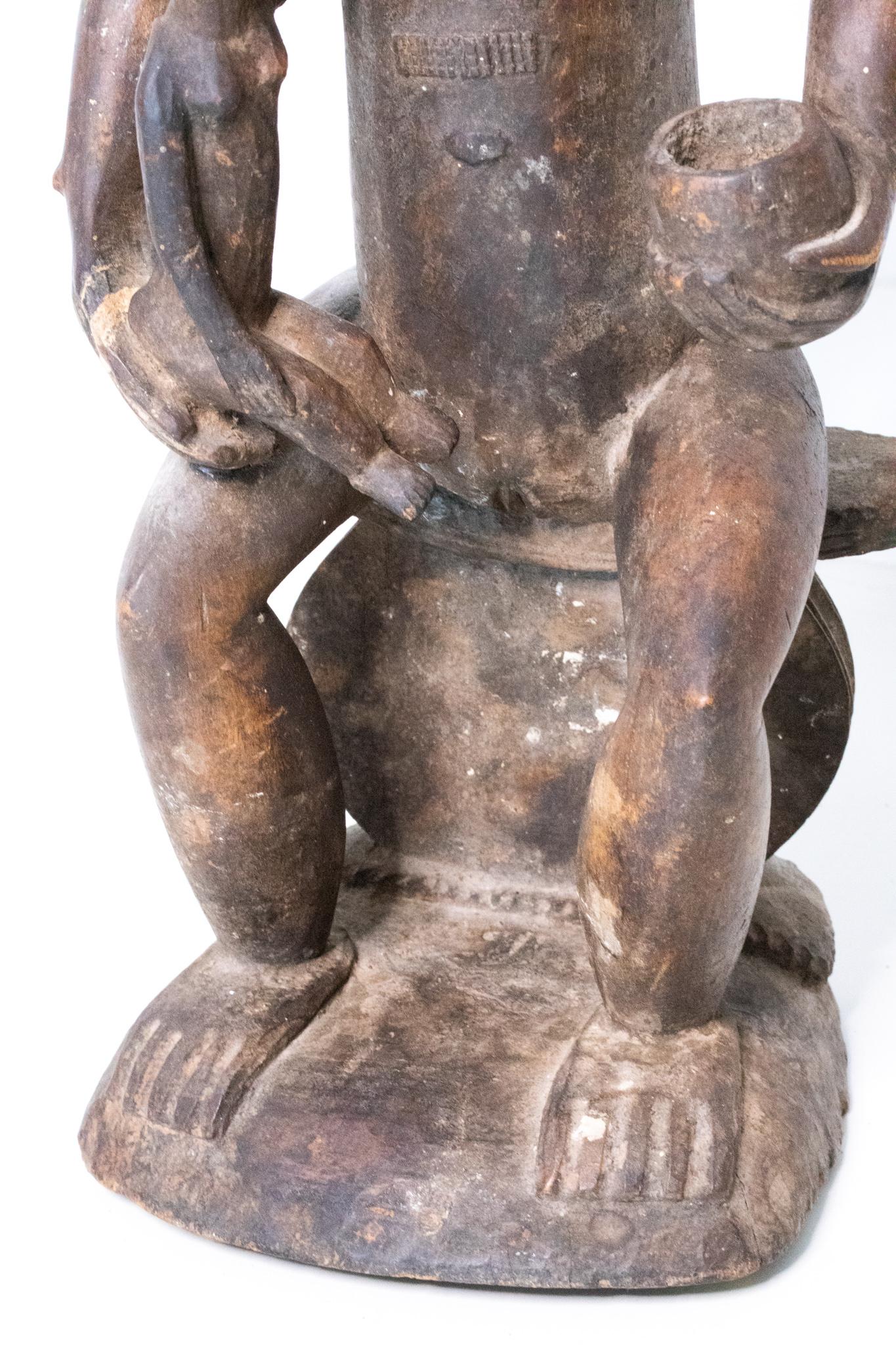 African 1930 Cote D'Ivoire Baoule Tribal Maternity With Child Carved In Wood 3