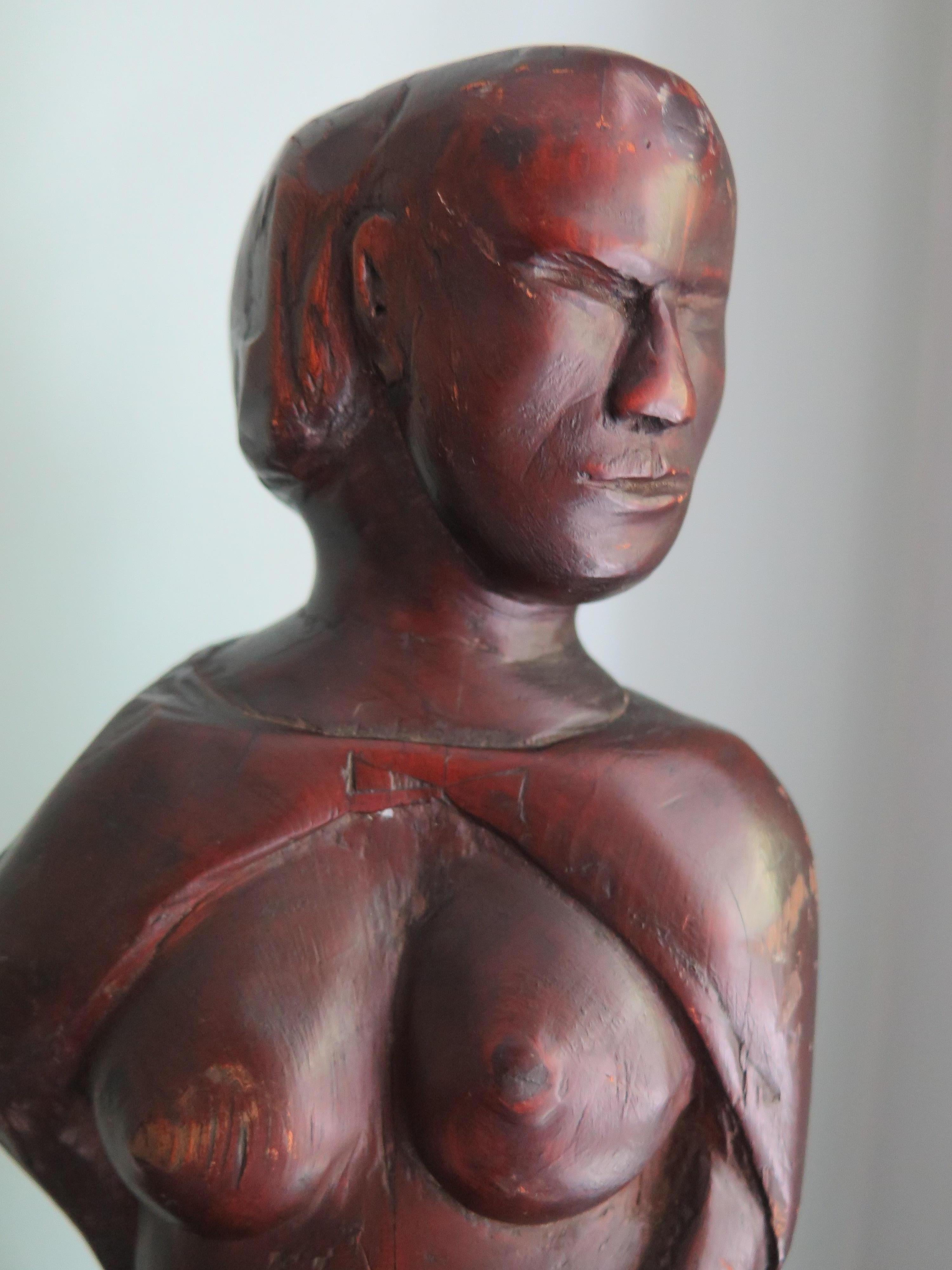 Folk Art African American Draped Nude Folk Sculpture For Sale