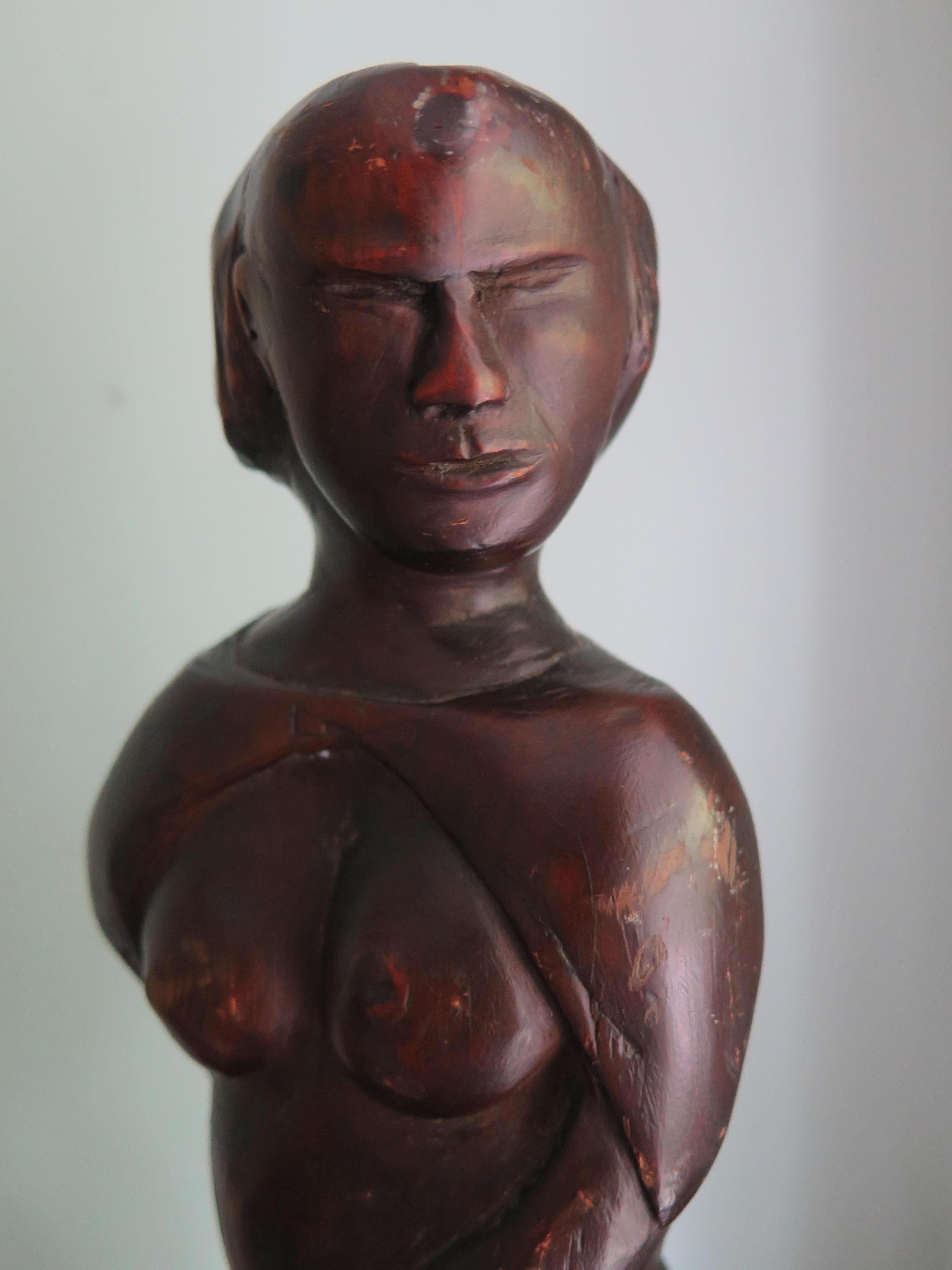 Carved African American Draped Nude Folk Sculpture For Sale