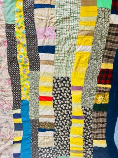 African American Improvisational Strip Quilt, Circa 1955