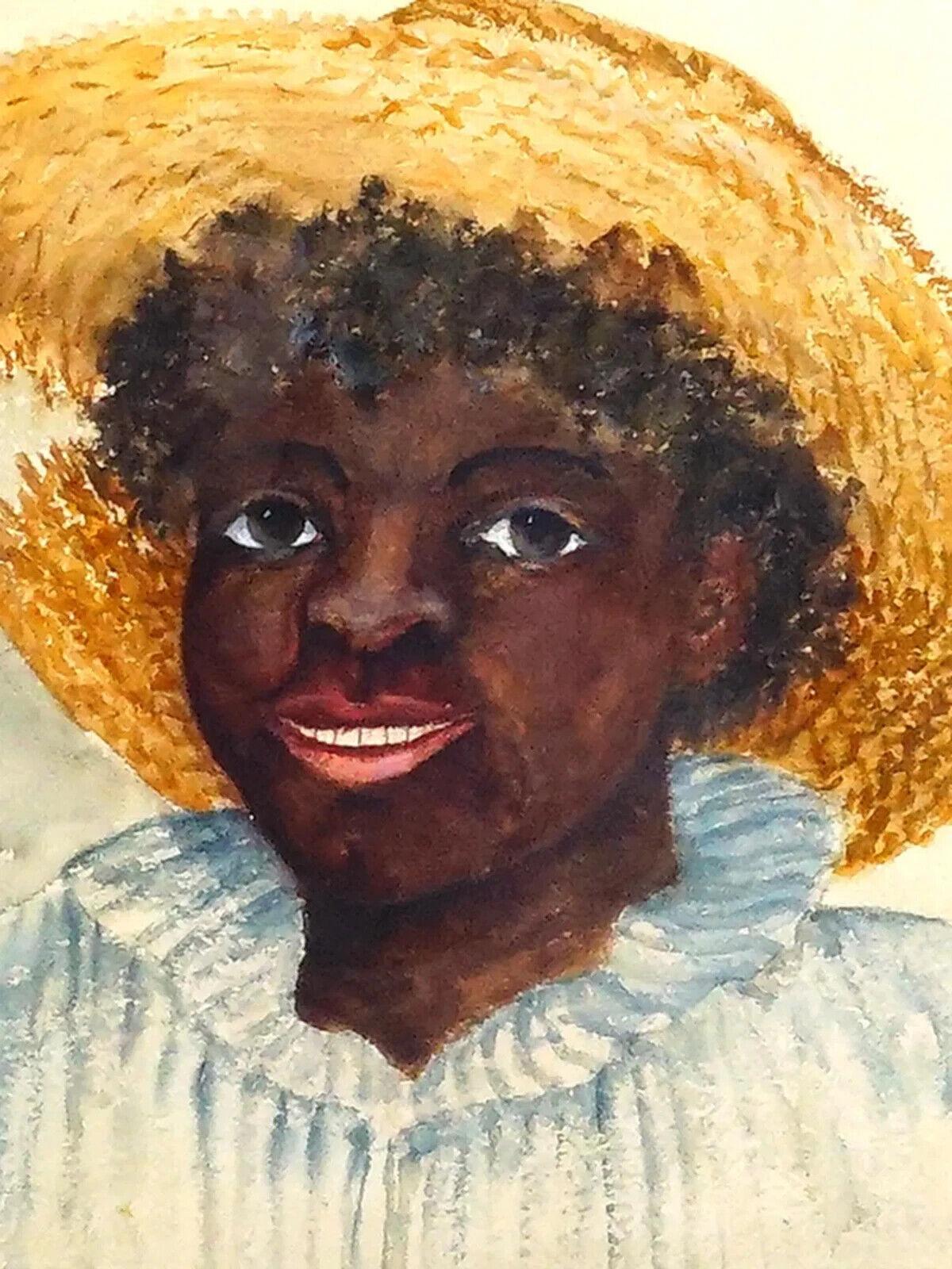 Porträtpastellgemälde der African American School, signiert (amerikanisch) im Angebot