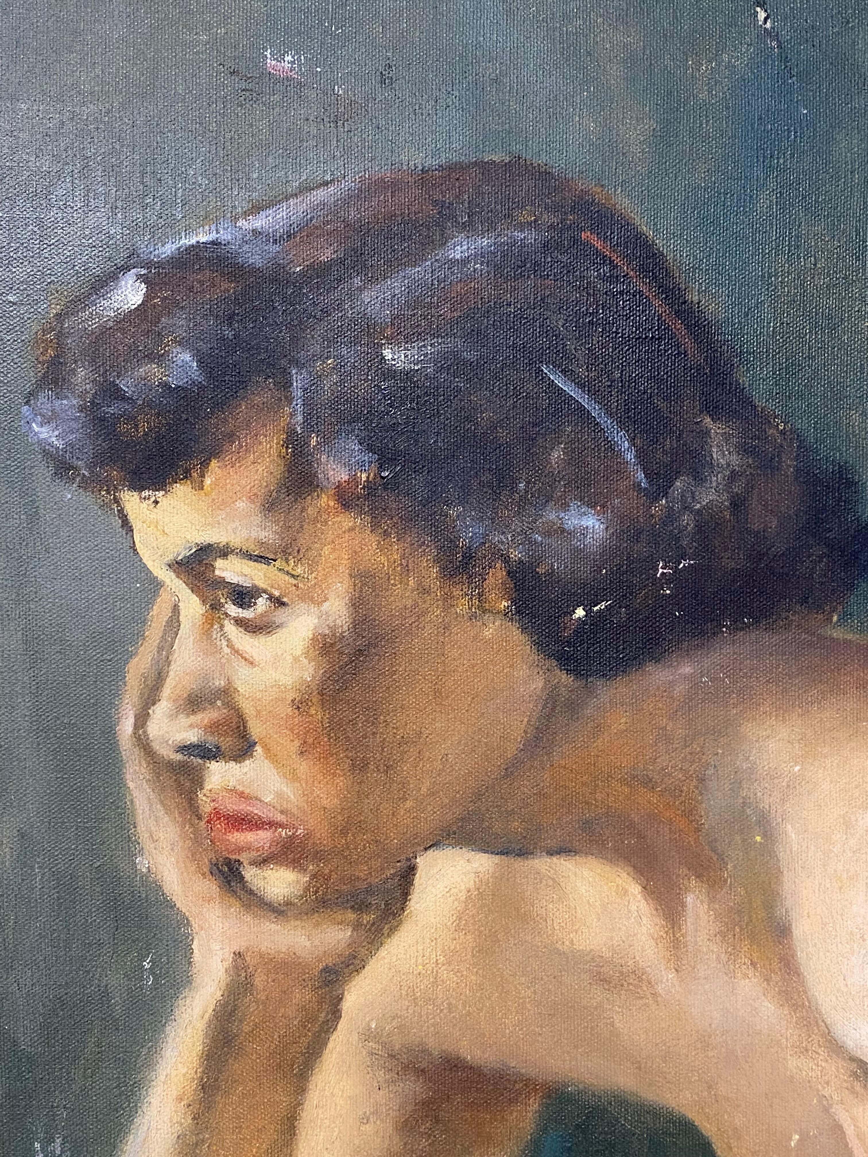 African-American Woman Life Study Painting by Leonard Buzz Wallace For Sale 2