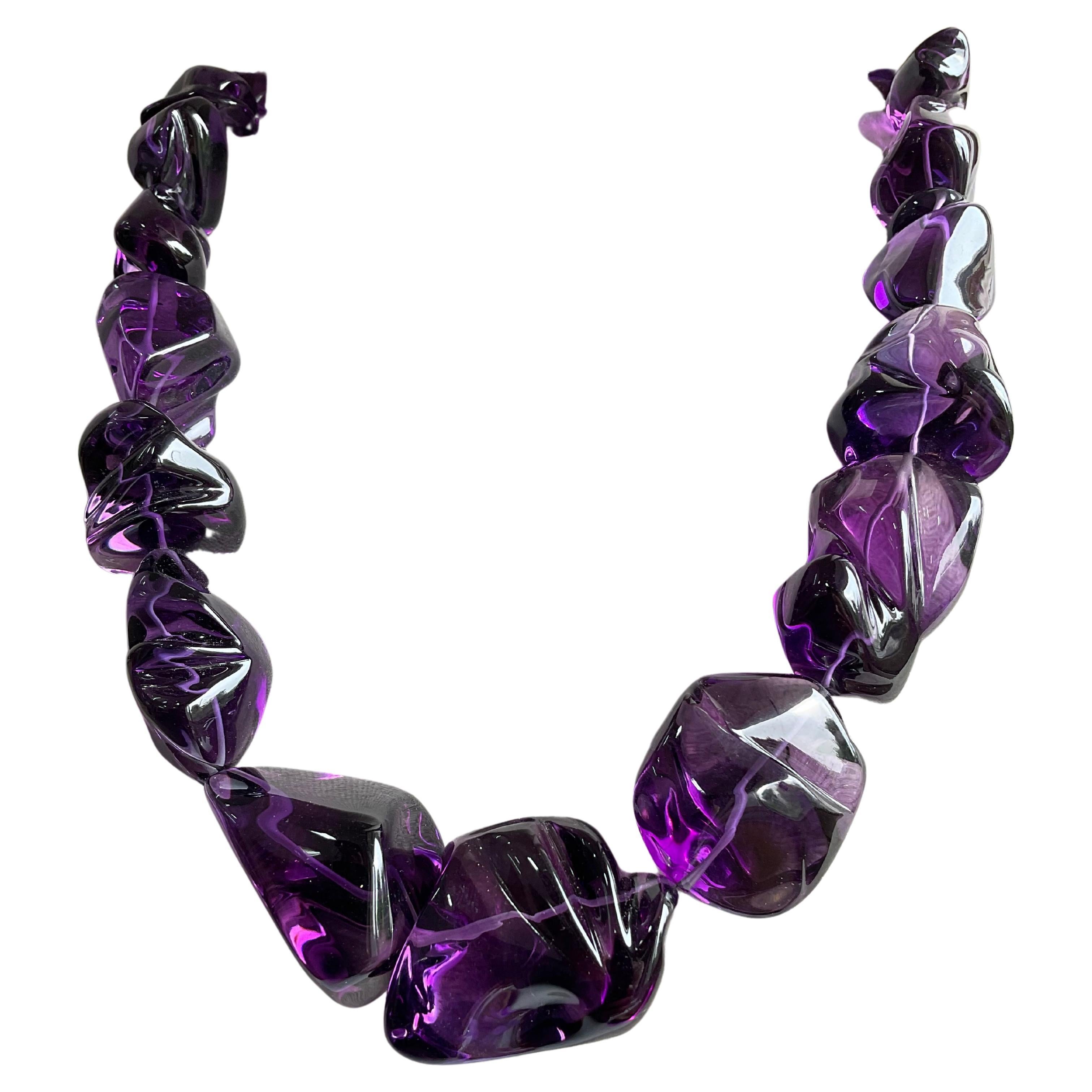 African Amethyst Quartz Beaded high Jewelry Necklace Gem Quality For Sale