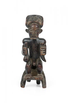 African Angola 20th Century Carved Wood Chokwe Ancestor Chibinda Ilunga Figure