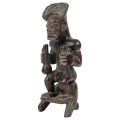 African Angola 20th Century Carved Wood Chokwe Ancestor Chibinda Ilunga Figure