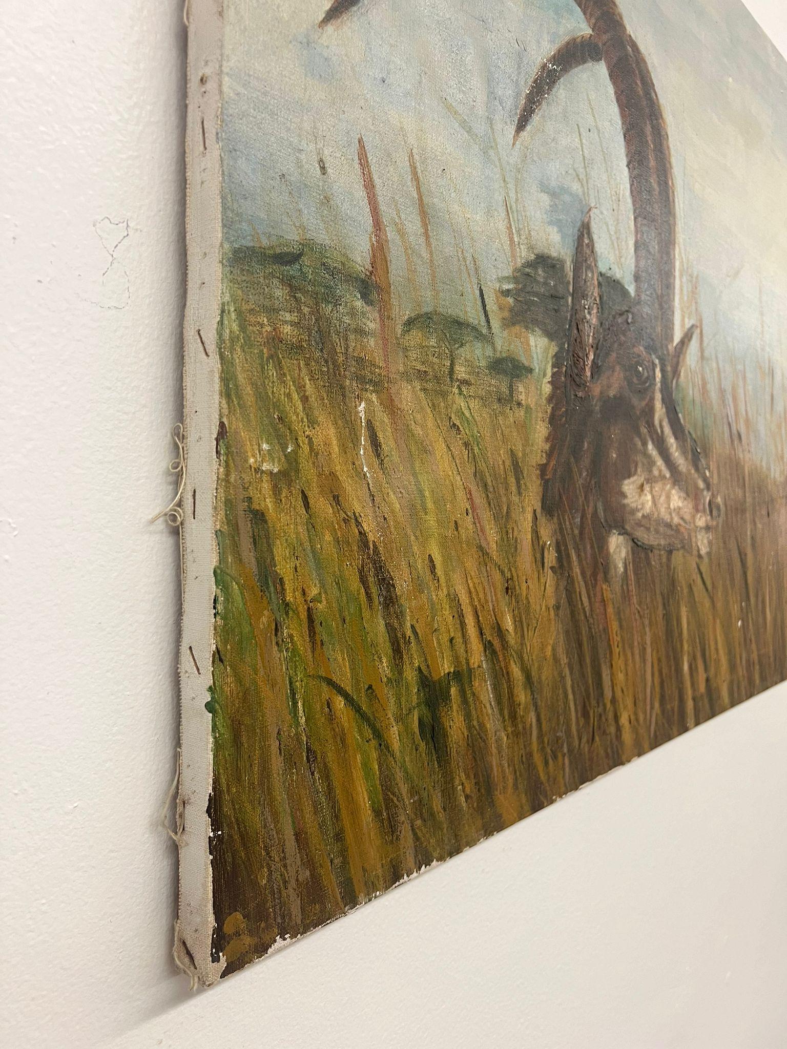 Antelope, Leinwandgemälde im modernen Stil der Mitte des Jahrhunderts (Moderne der Mitte des Jahrhunderts) im Angebot