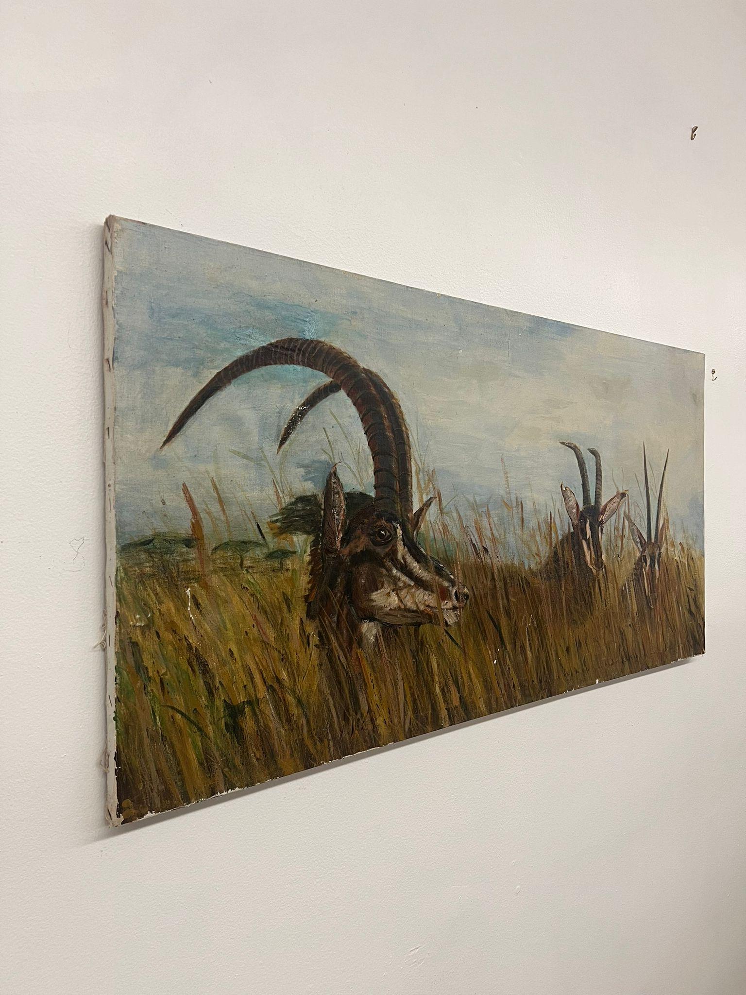 Antelope, Leinwandgemälde im modernen Stil der Mitte des Jahrhunderts im Zustand „Gut“ im Angebot in Seattle, WA