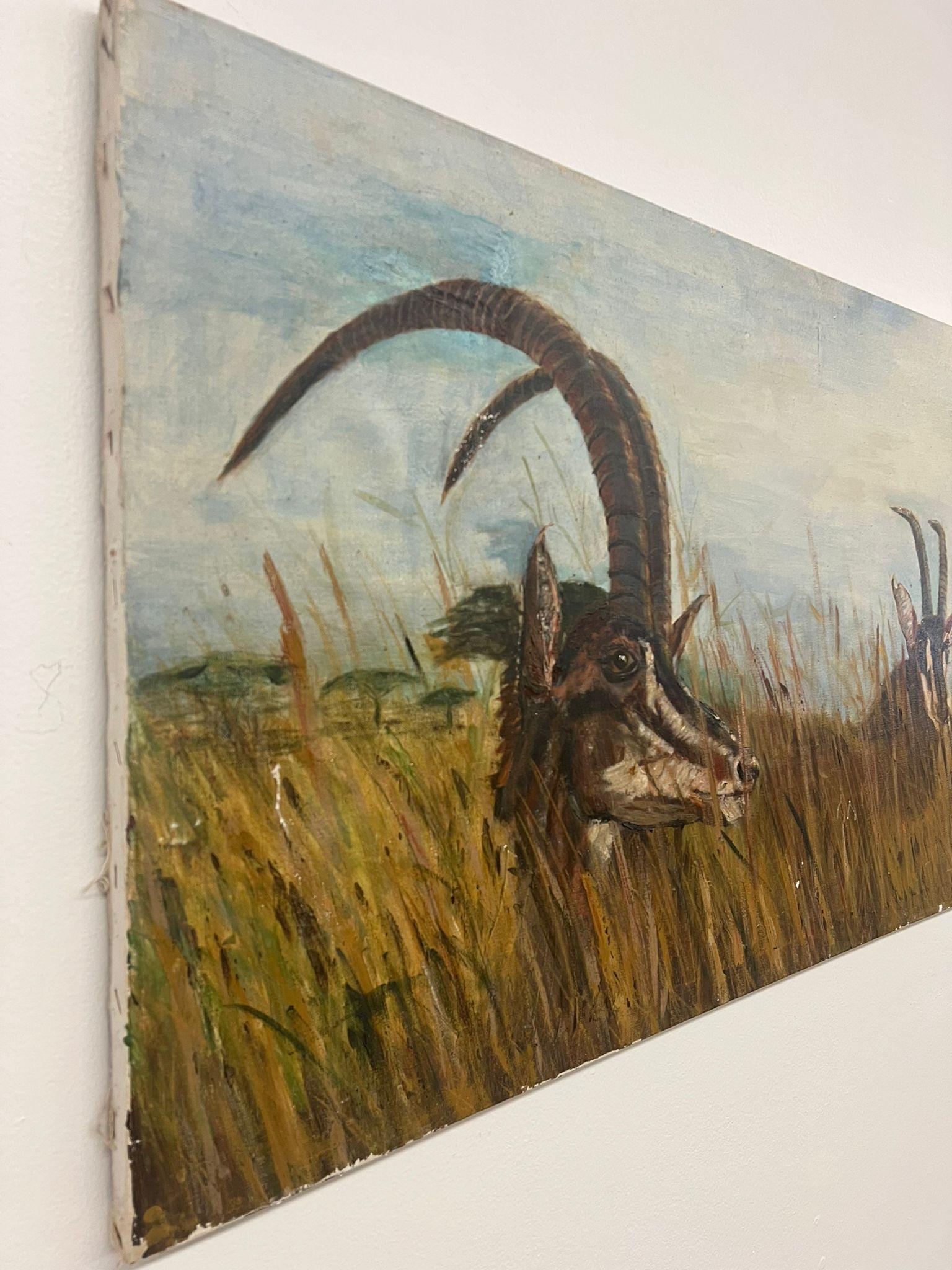 Antelope, Leinwandgemälde im modernen Stil der Mitte des Jahrhunderts (Ende des 20. Jahrhunderts) im Angebot