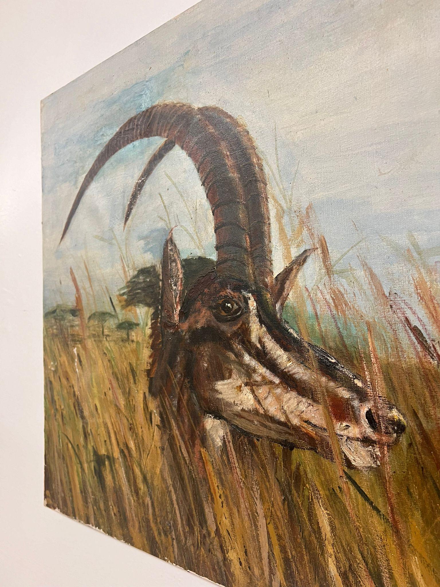 Antelope, Leinwandgemälde im modernen Stil der Mitte des Jahrhunderts im Angebot 3