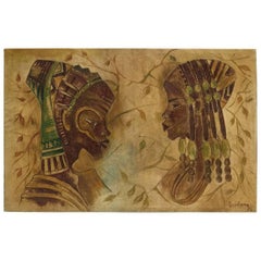 African Art by Luzolano, Oil Painting, 1978