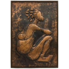 African Art by Tshibanda Bondo, Relief in Brass, 1970s