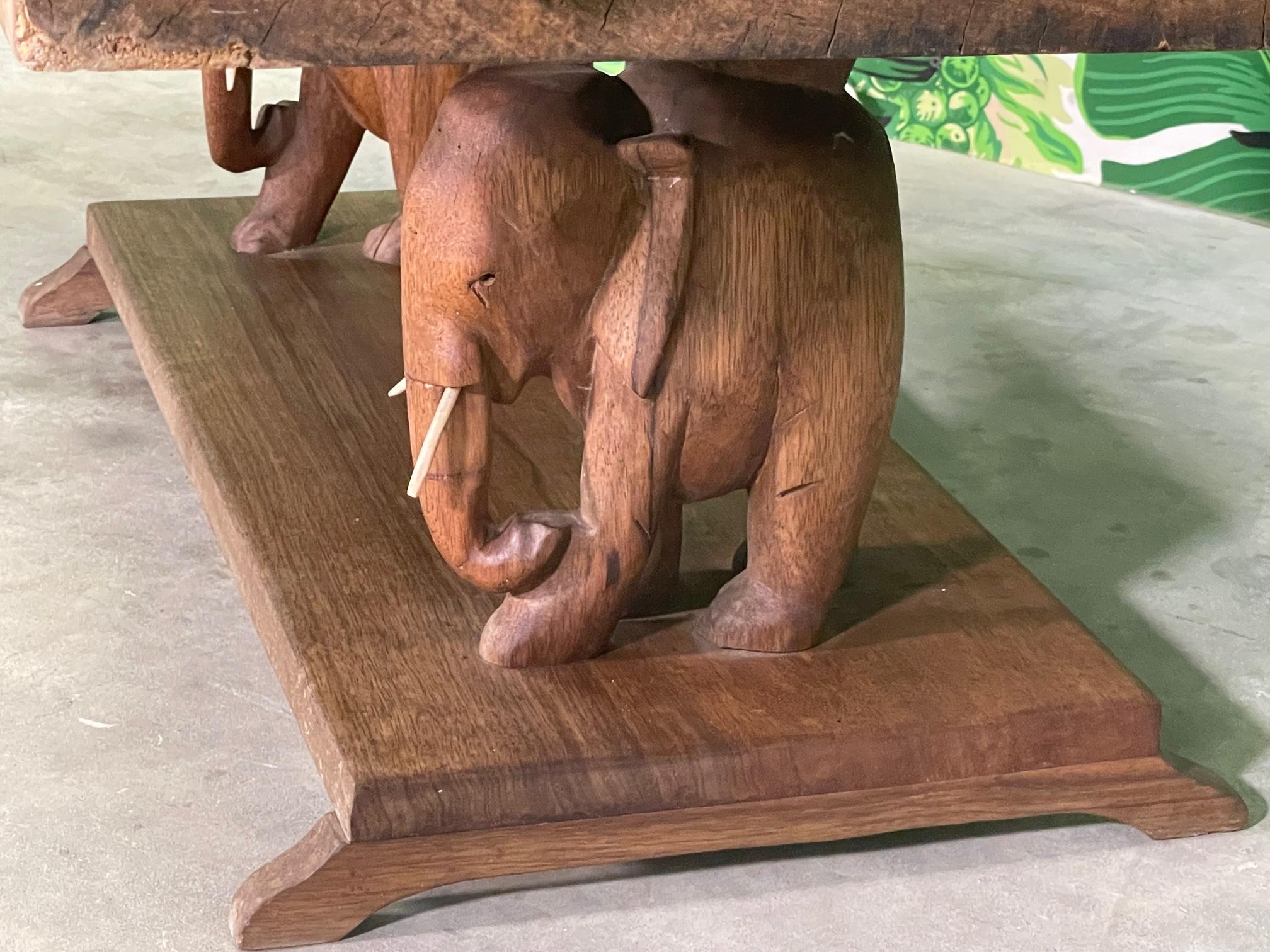 African Art Deco Ashanti Style Elephant Table and Stools In Good Condition In Jacksonville, FL