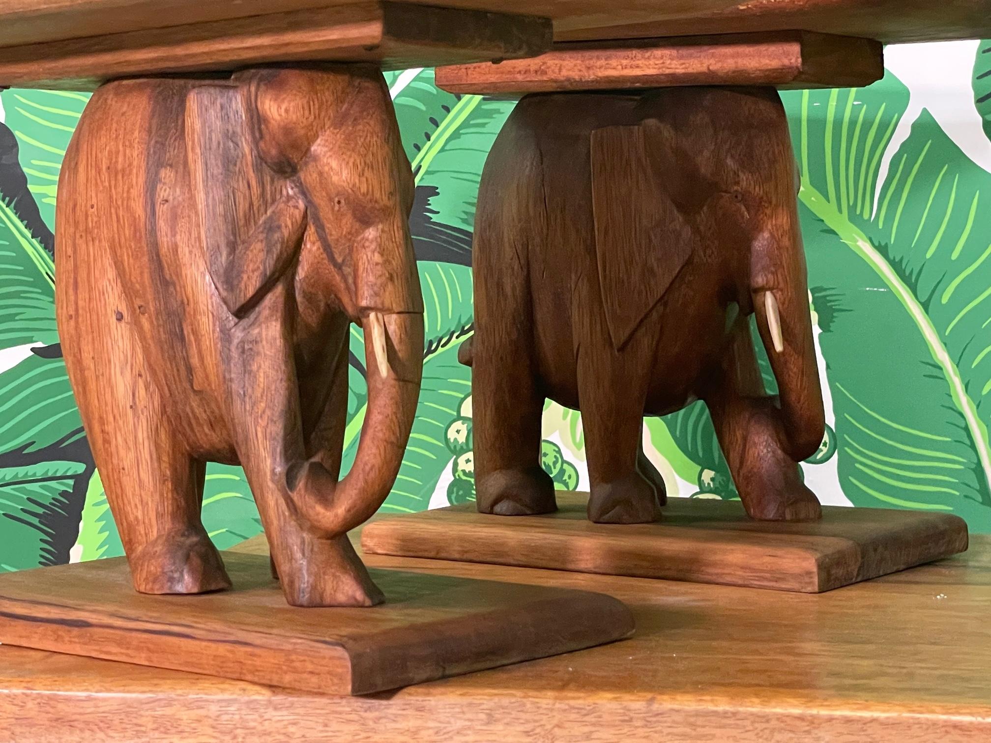20th Century African Art Deco Ashanti Style Elephant Table and Stools