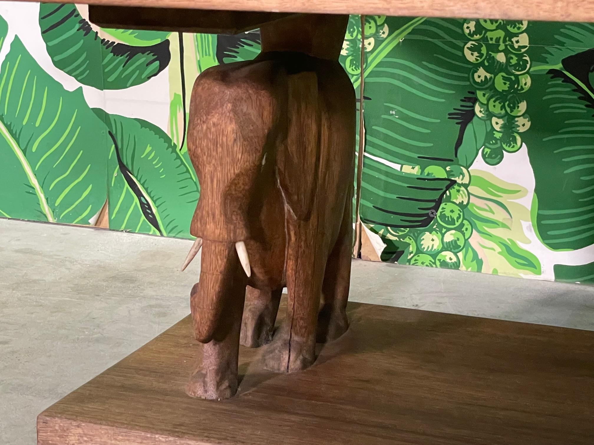 African Art Deco Ashanti Style Elephant Table and Stools 1