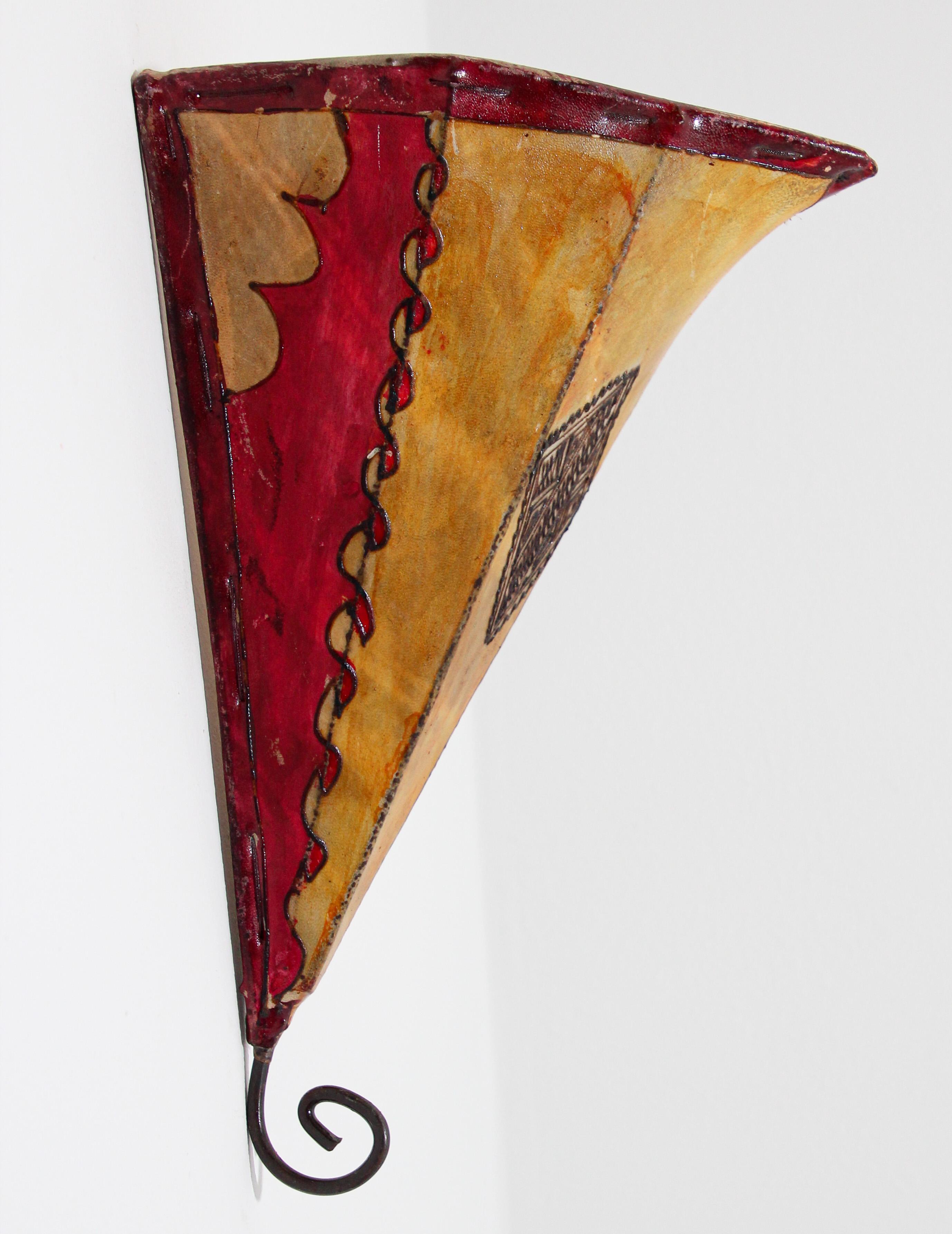 Arts and Crafts Moroccan Handpainted Parchment Wall Sconce For Sale