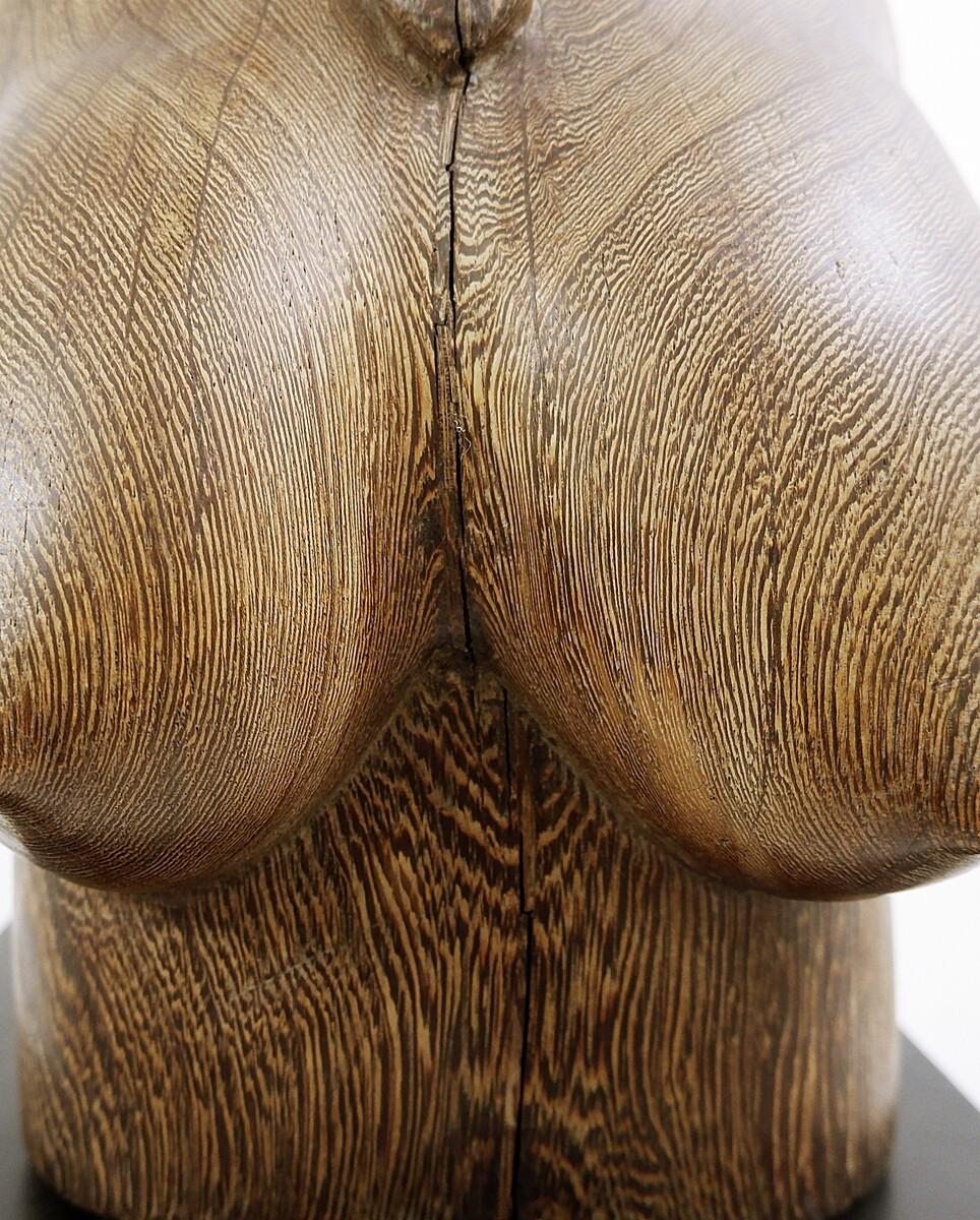 African Art Wenge Wood Sculpture Signed Joachim Baba Damana, Congo 1970s 4