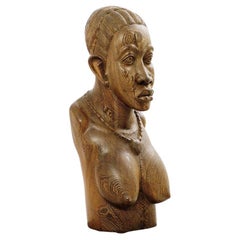 African Art Wenge Wood Sculpture Signed Joachim Baba Damana, Congo 1970s