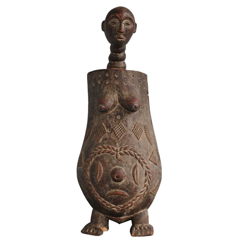 African Art Wooden Sculpture Woman with Long Neck For Sale