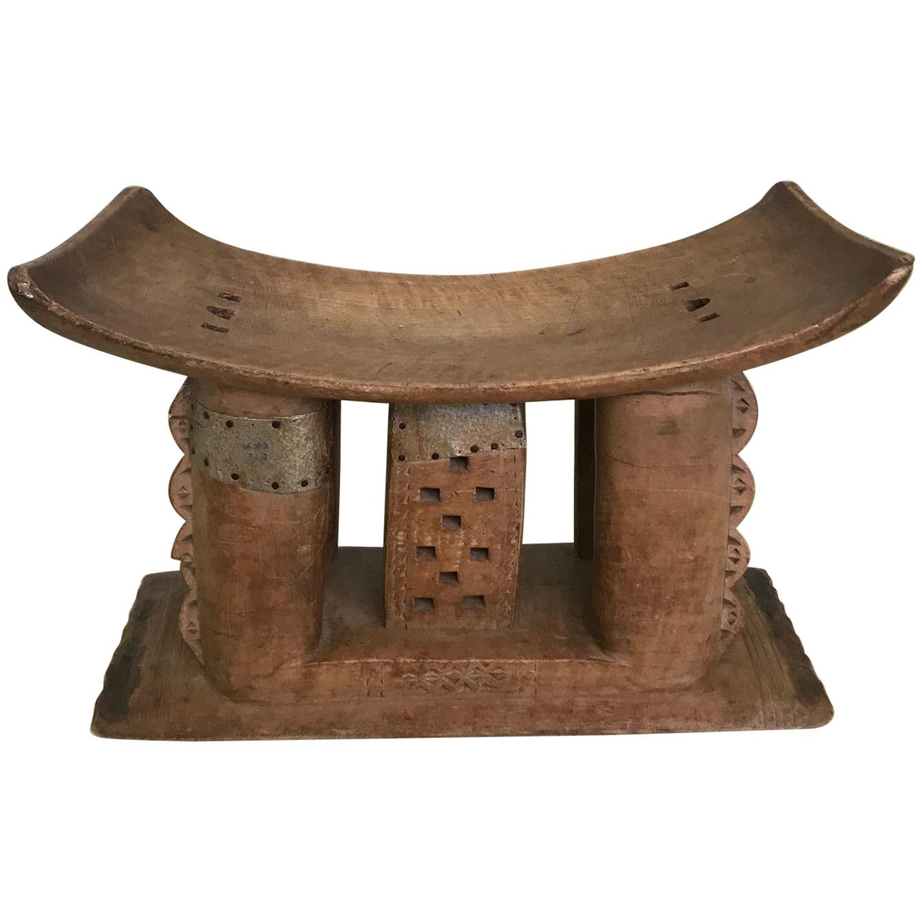 African Ashanti Stool in Hand Carved Wood, Early 20th Century