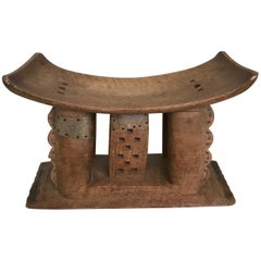 African Ashanti Stool in Hand Carved Wood, Early 20th Century