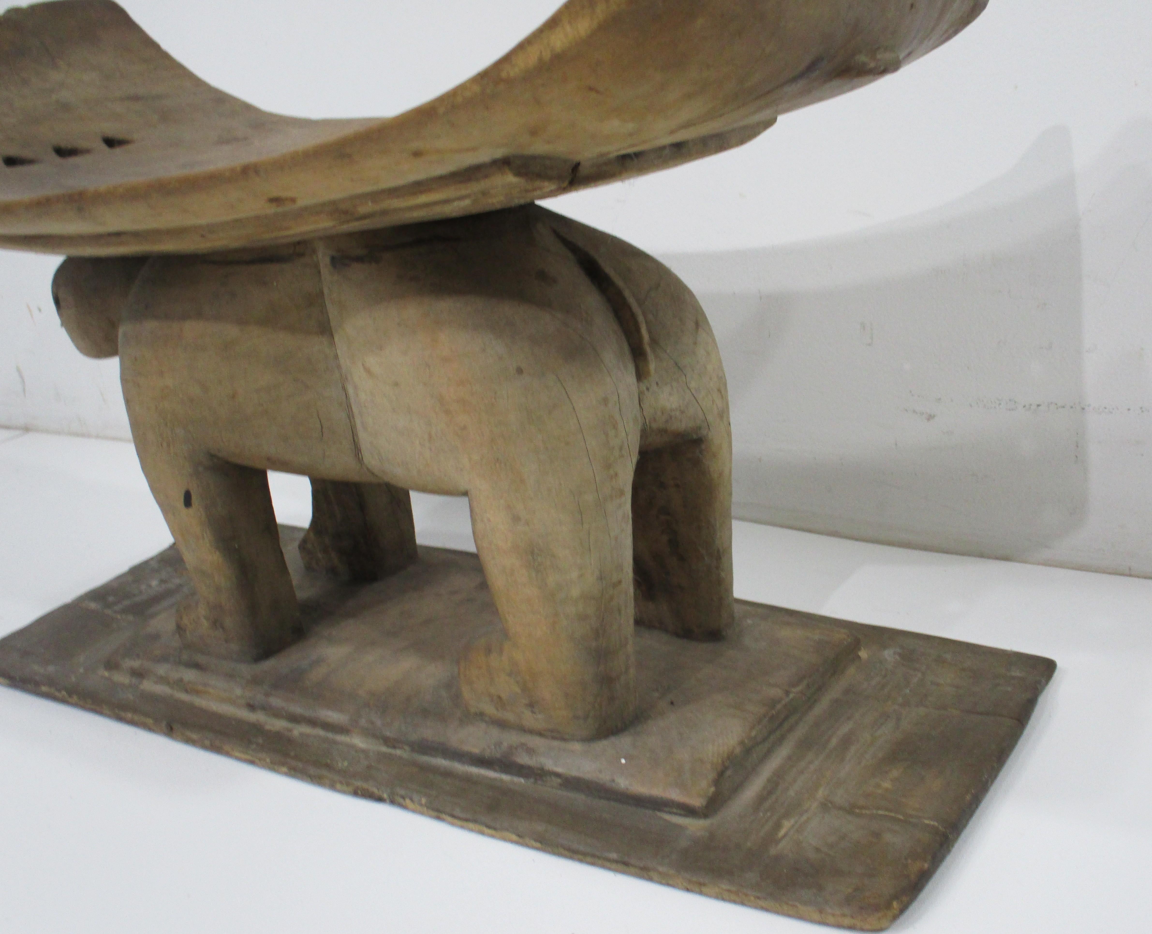 African Ashanti Styled Wood Carved Animal Stool / Ottoman Ghana For Sale 1