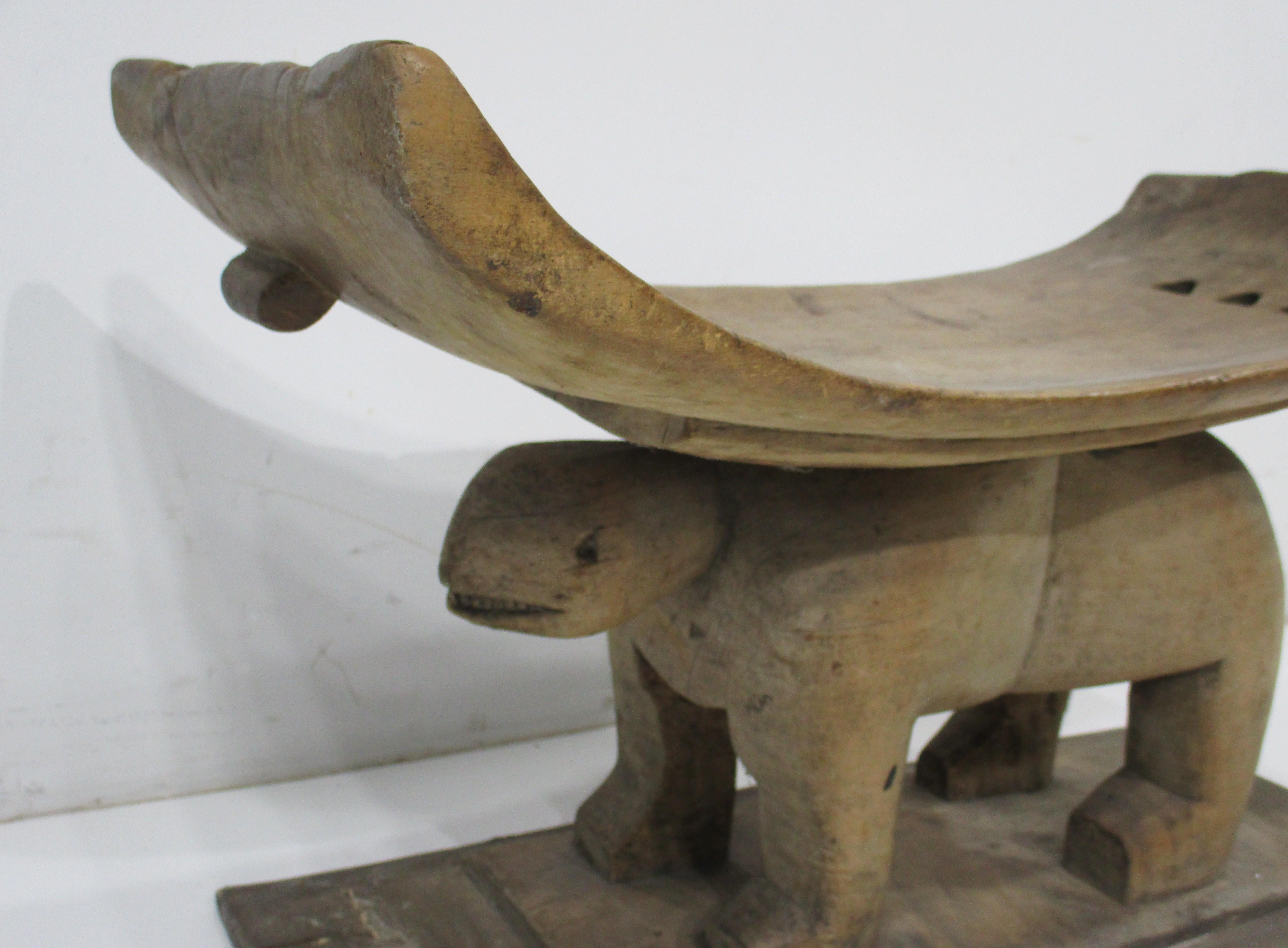 African Ashanti Styled Wood Carved Animal Stool / Ottoman Ghana For Sale 2