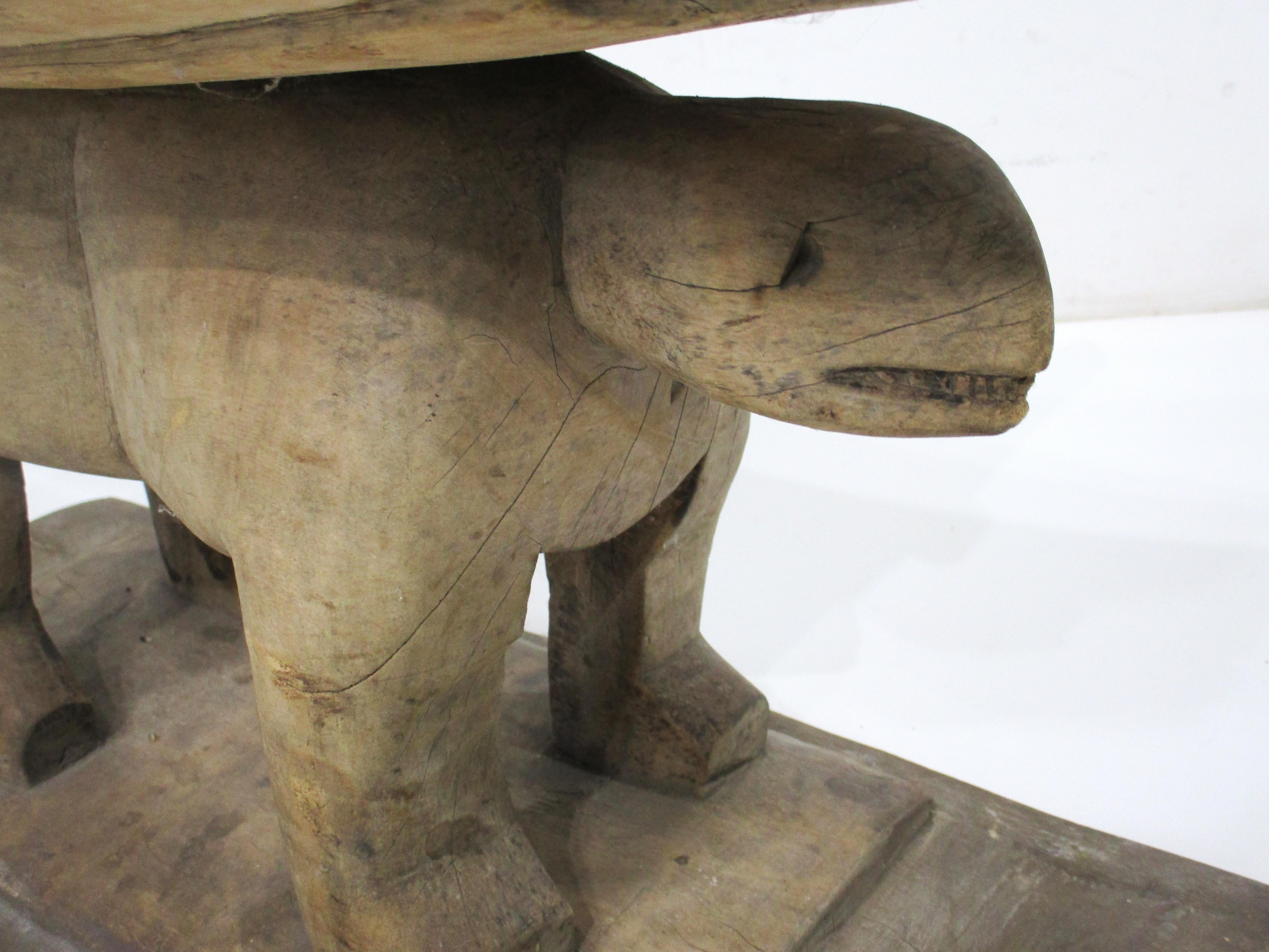 African Ashanti Styled Wood Carved Animal Stool / Ottoman Ghana For Sale 3