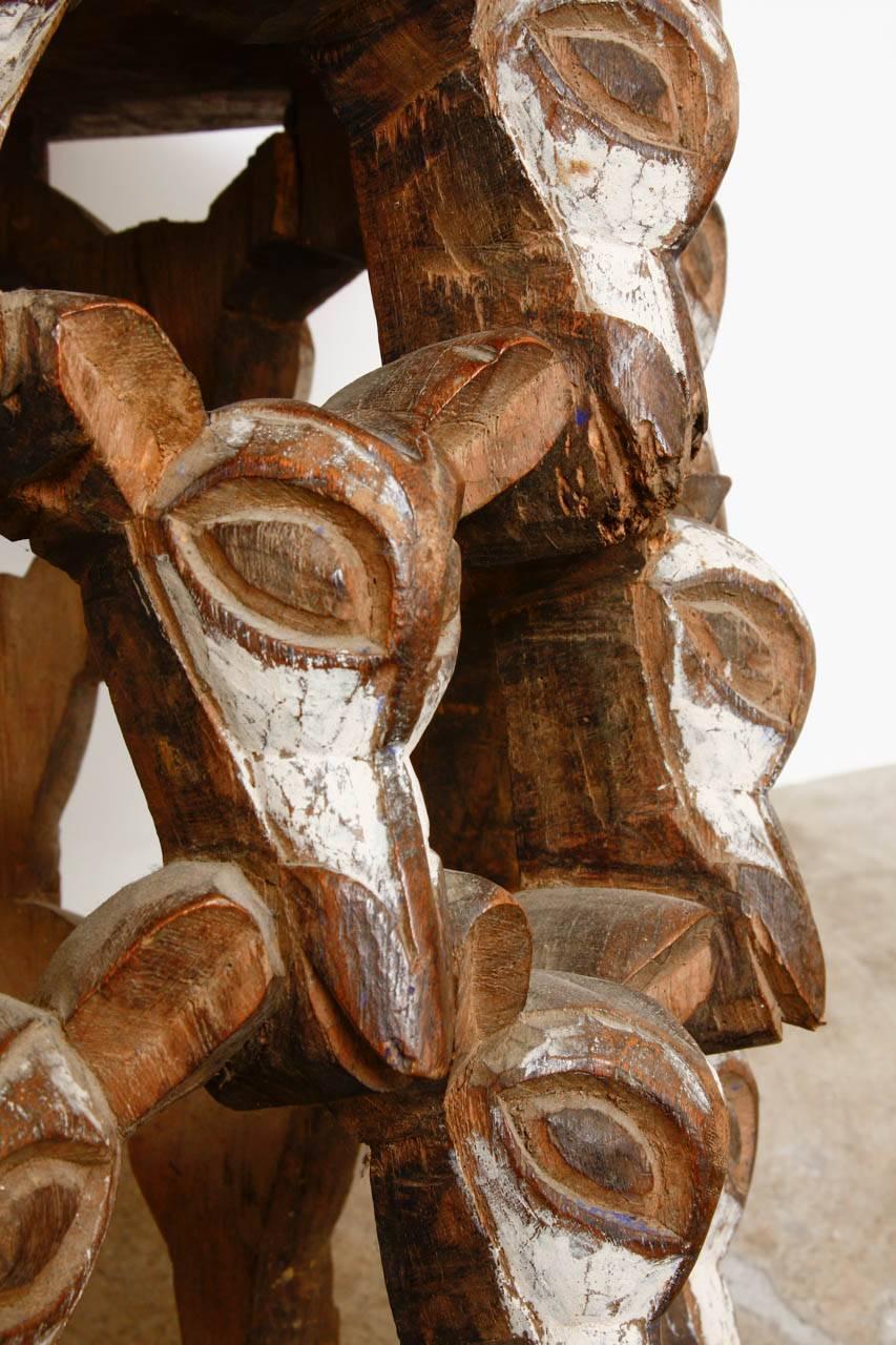 Hardwood African Bamileke Stool or Drink Table from Cameroon