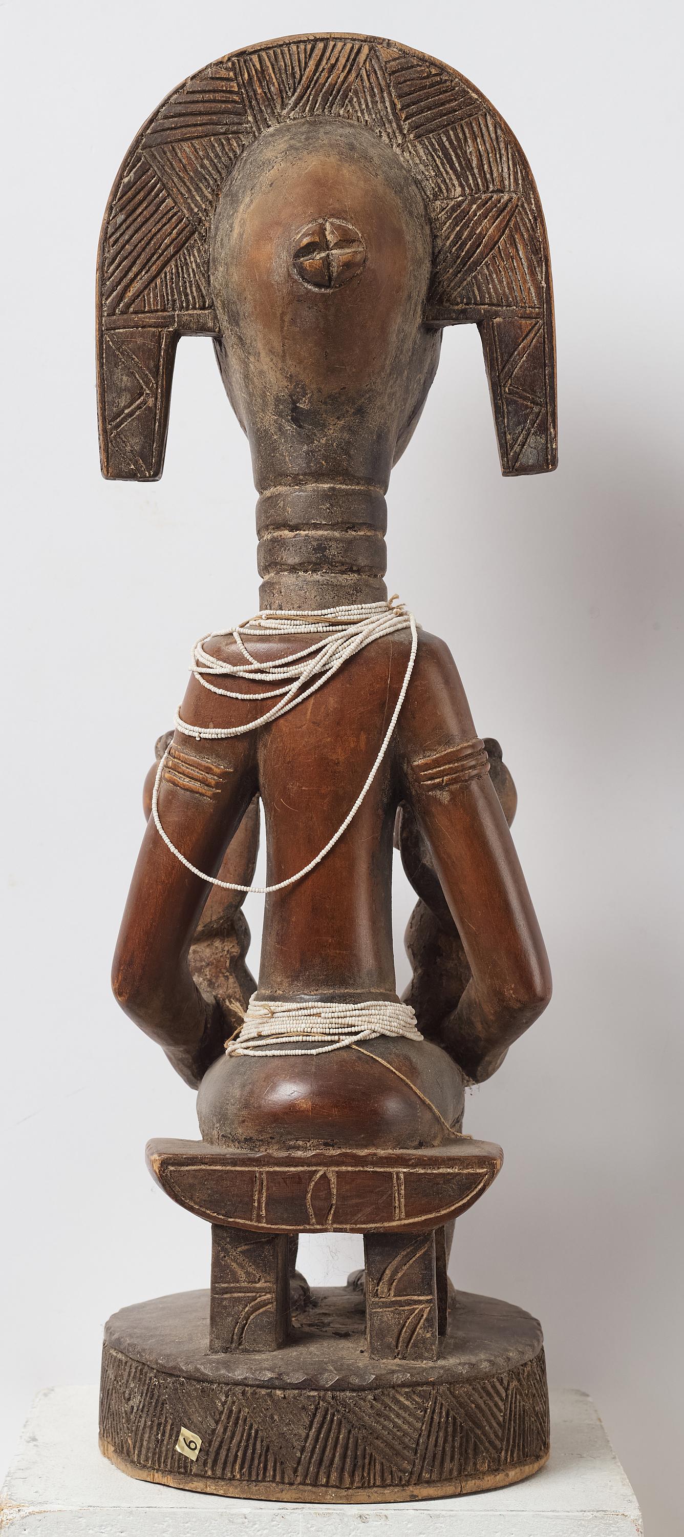 Tribal African Baule statue Mother with Childs, Ivory Coast mid  XXem For Sale