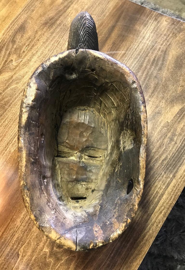 19th Century African Baule Tribe Intricately Carved Wood Fertility Mask