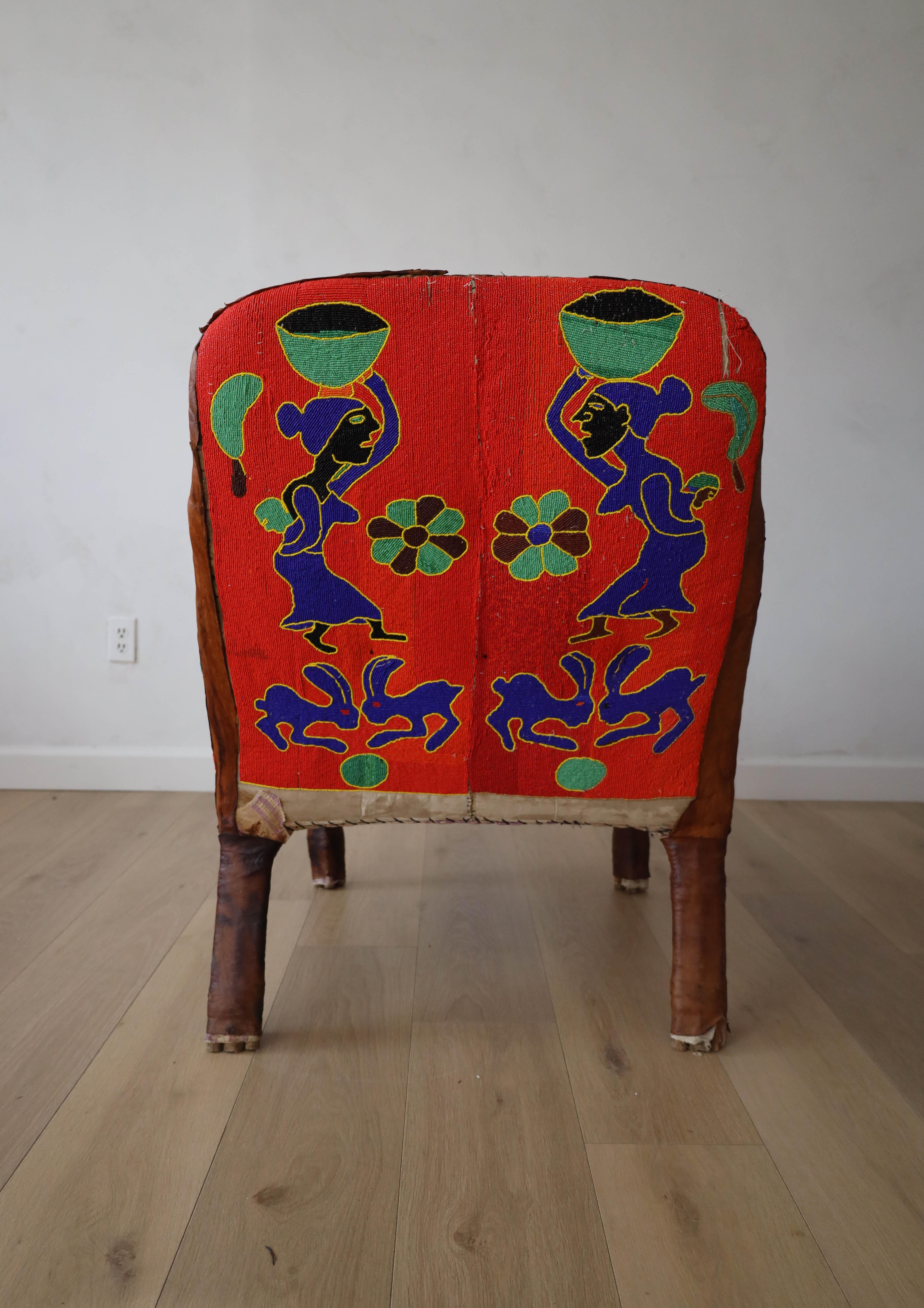 African Beaded Yoruba Chair, 20th Century For Sale 3