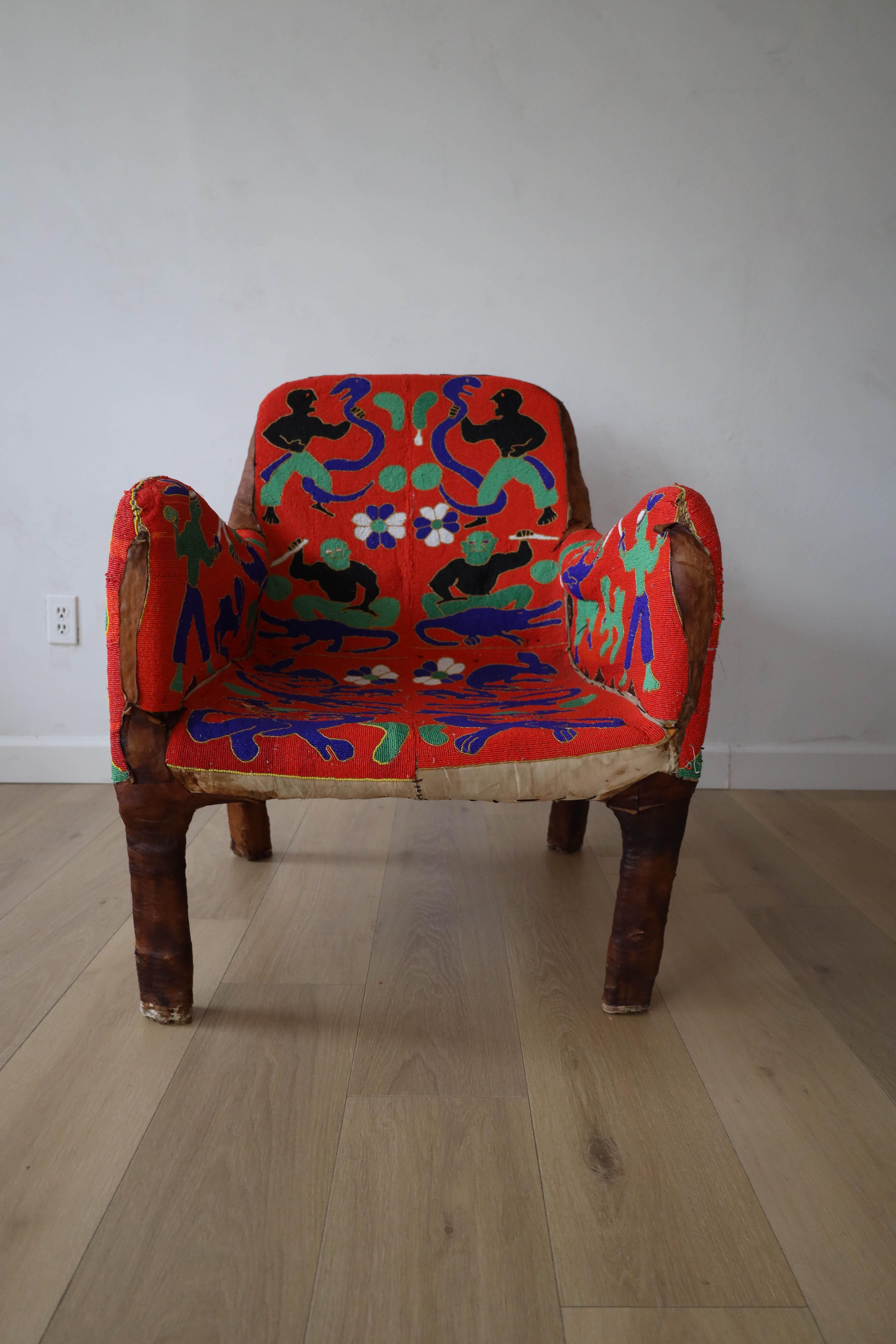 african beaded chair
