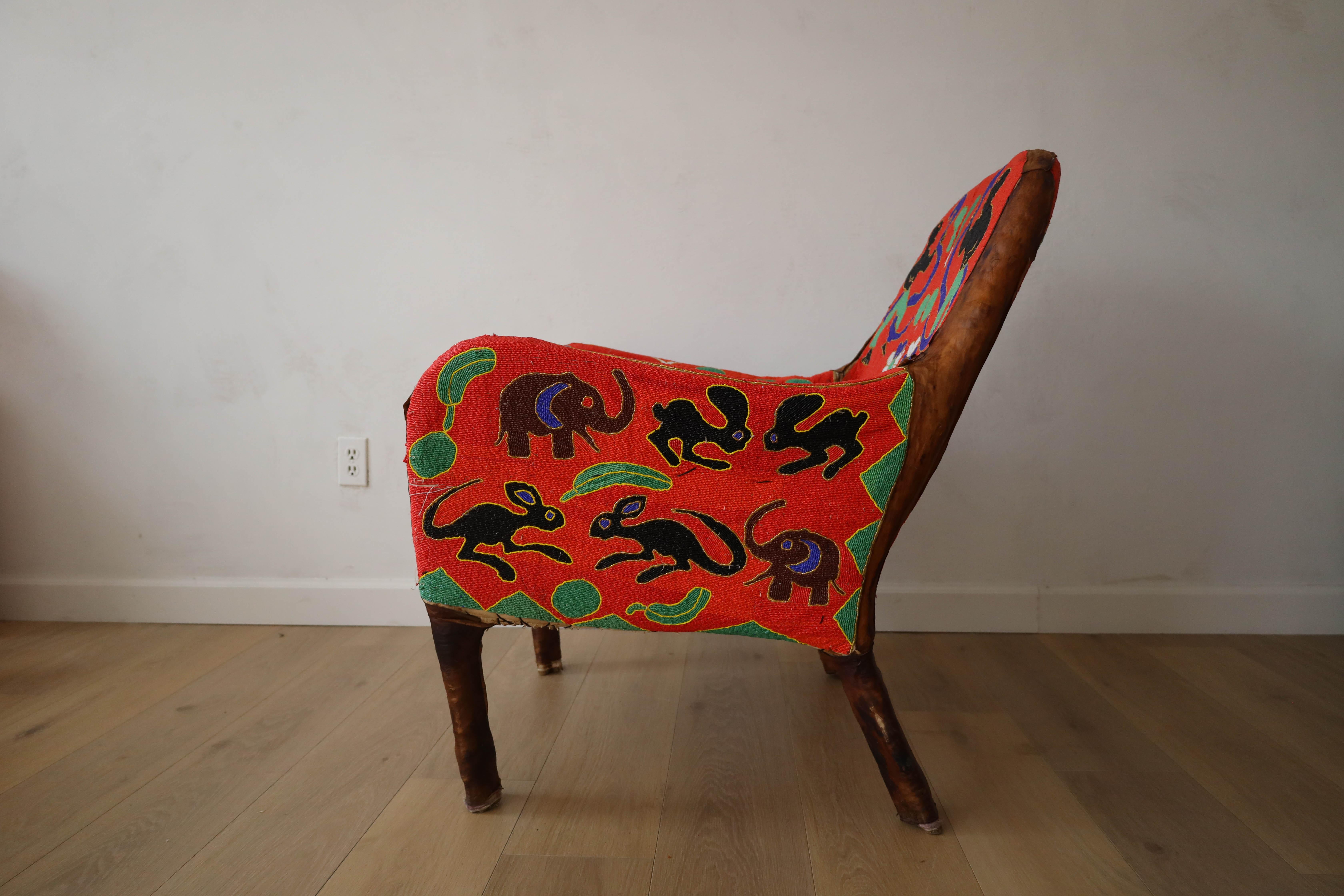 African Beaded Yoruba Chair, 20th Century For Sale 2