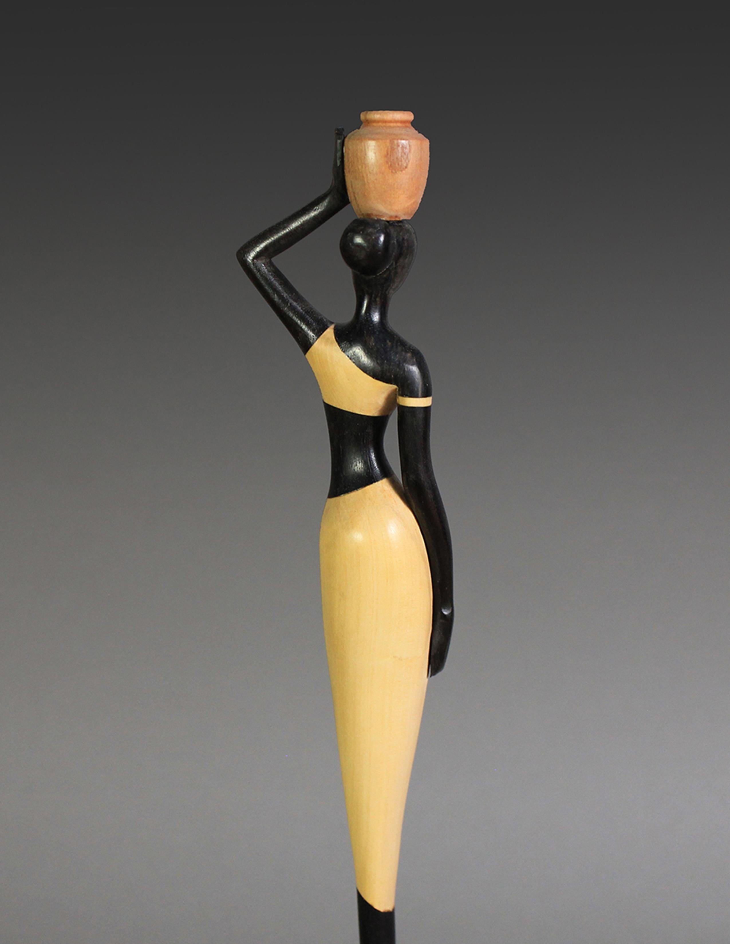 Carved African Beauty I, Ebony, Boxwood, Cocobolo Wood sculpture by Nairi Safaryan For Sale
