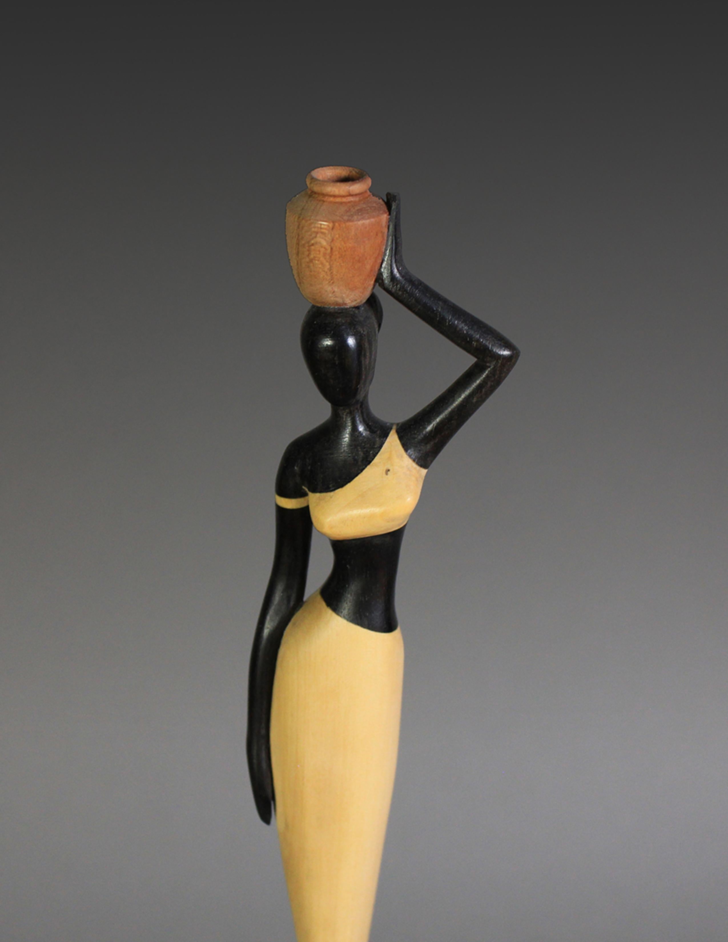 Contemporary African Beauty I, Ebony, Boxwood, Cocobolo Wood sculpture by Nairi Safaryan For Sale