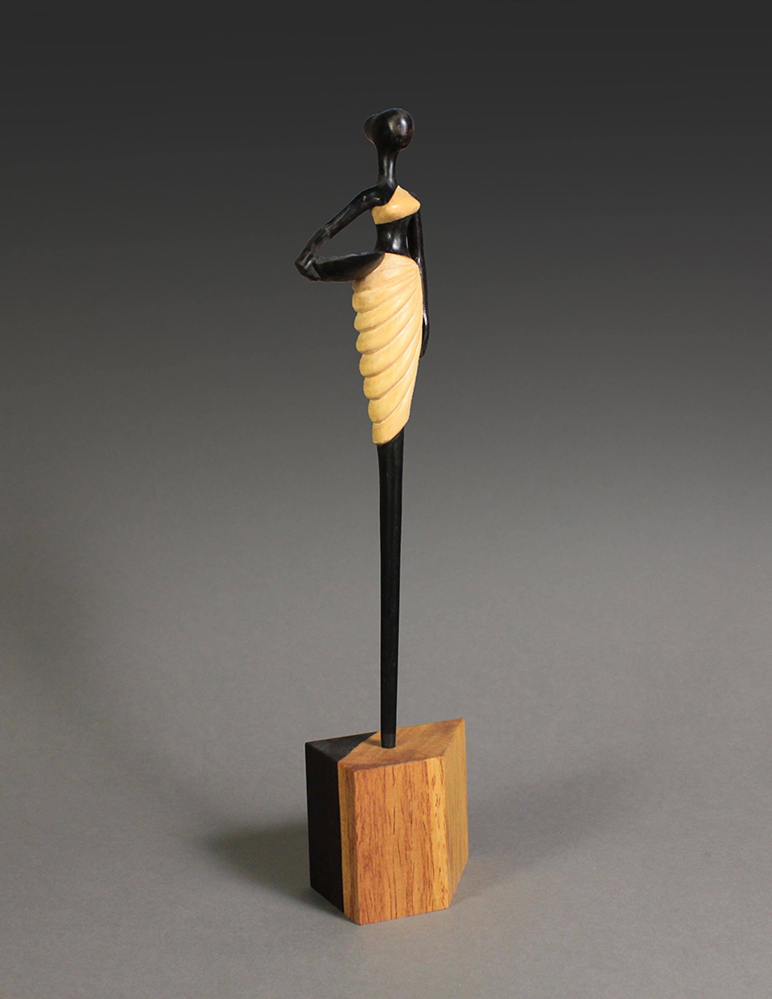 Contemporary African Beauty II, Ebony, Boxwood, Cocobolo Wood sculpture by Nairi Safaryan For Sale