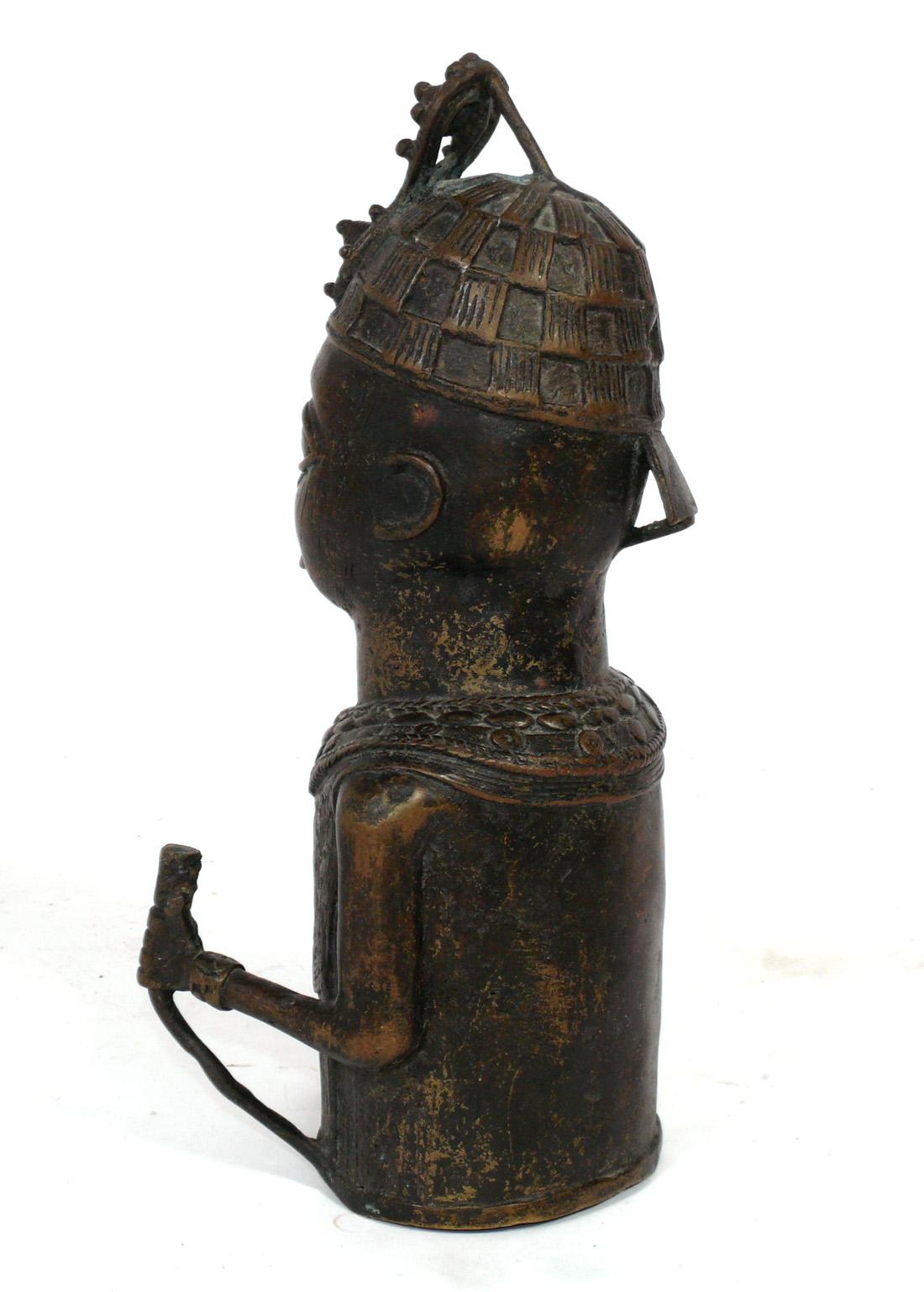 Tribal African Benin Bronze Sculpture For Sale