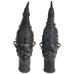 Vintage African Benin Bronzes of Queen Edo the Iyoba 'Nigeria', Monumental, circa 1950