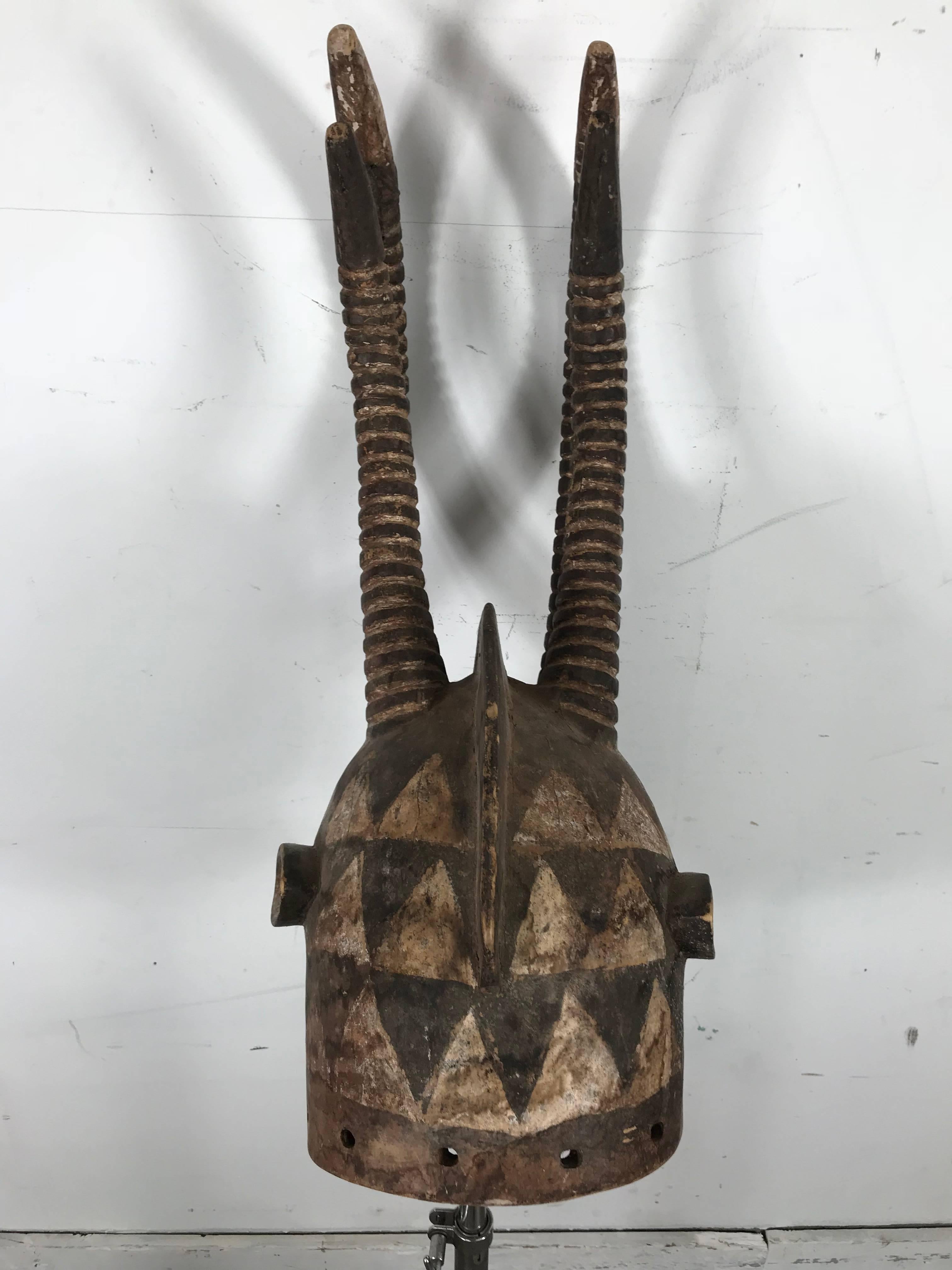 Tribal African Bobo ‘Burkina Faso’ Style Helmet Mask with Four Textured Horns