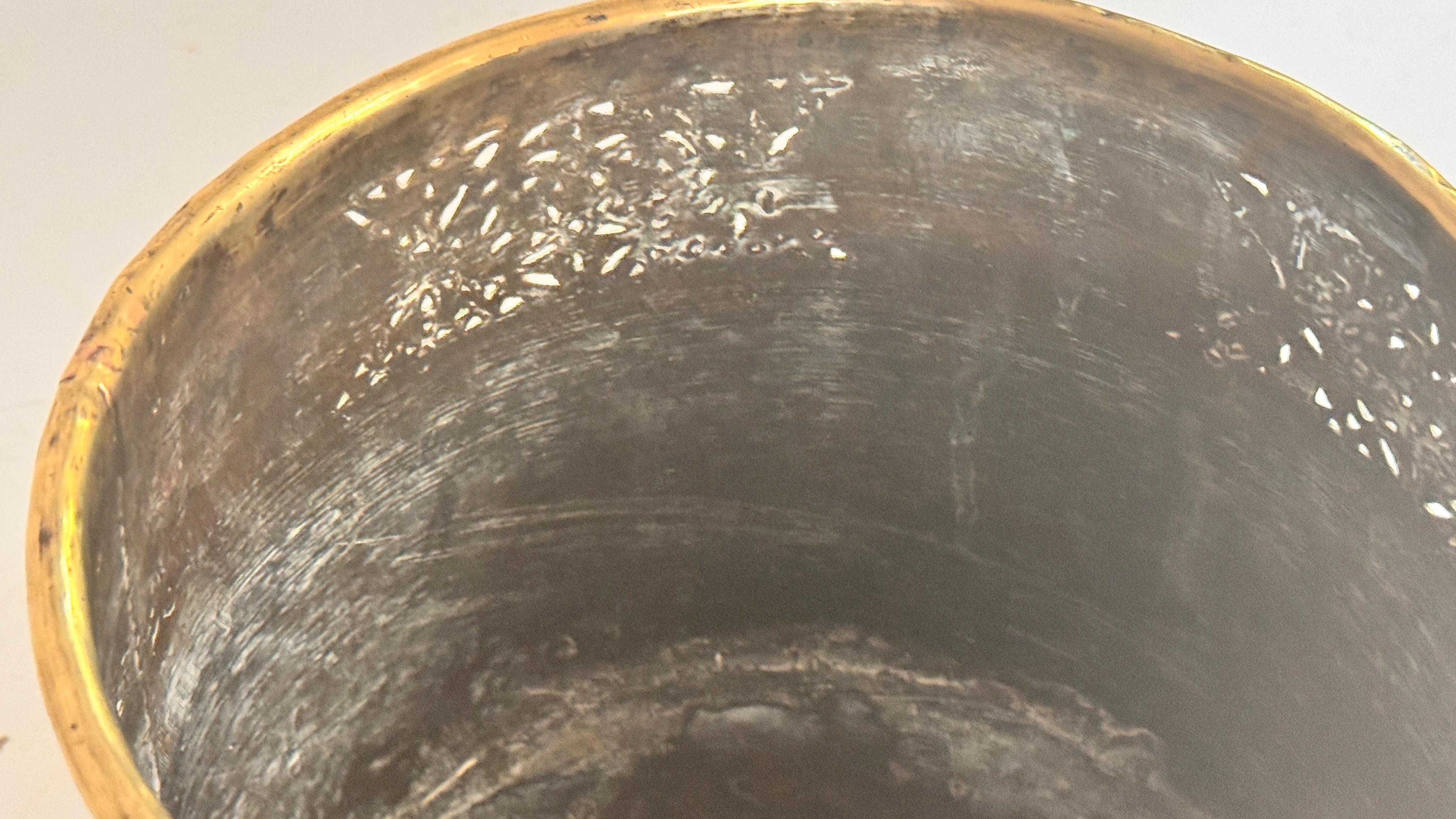 African Brass Plant Stand / Vide-Poche — Pierced Botanical Decor For Sale 5