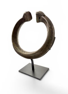 African Bronze Currency Bracelet - Patinaed Decorative Sculpture