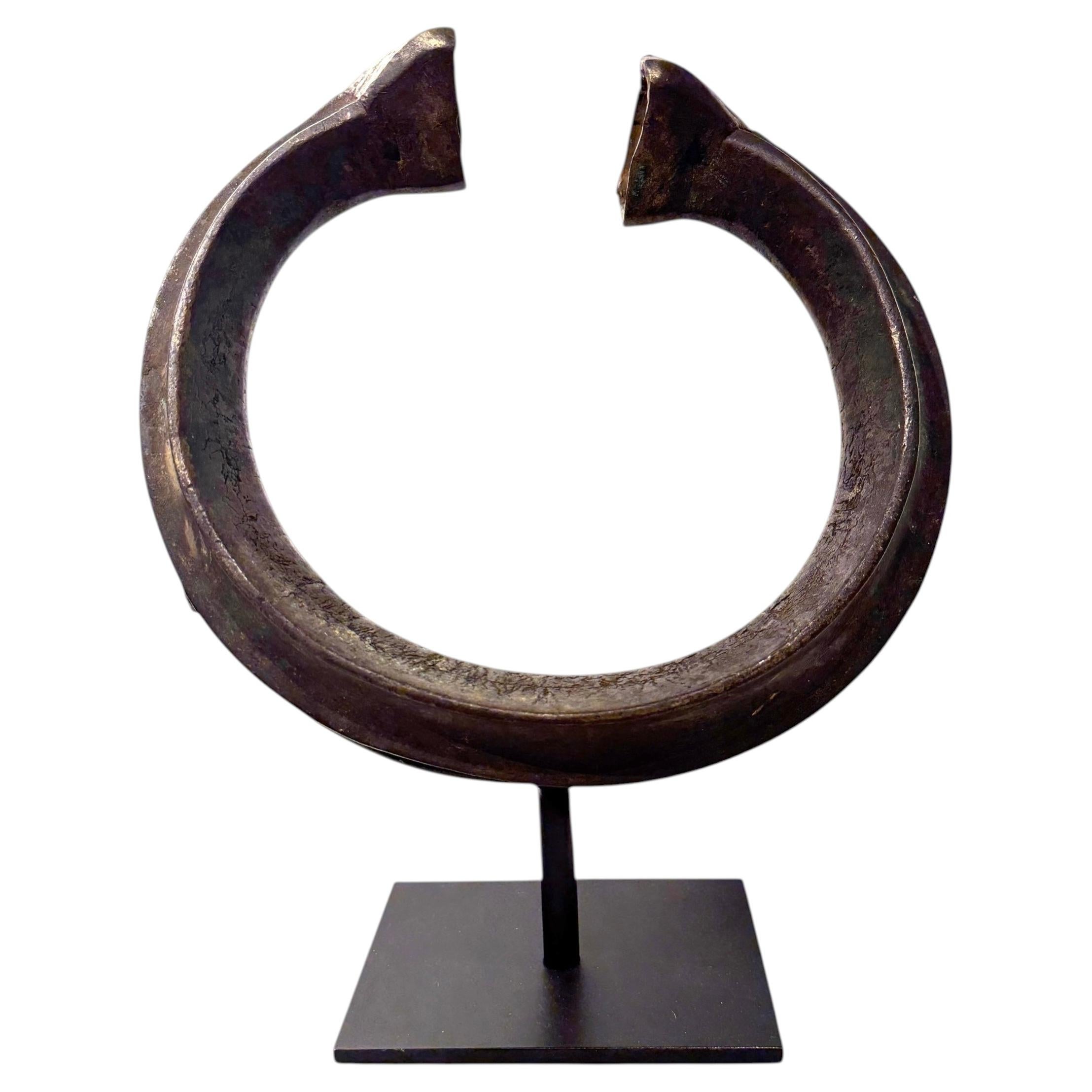 African Bronze Currency Bracelet - Patinaed Decorative Sculpture For Sale