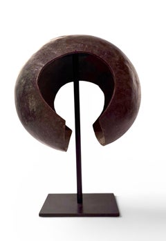 African Bronze Currency Rich Brown Patina on a Display Stand