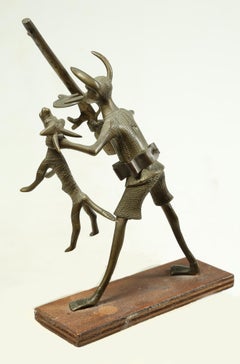 African Brass Bronze Figure Rifle Benin 'Dahomey' Early 20th Century Africa