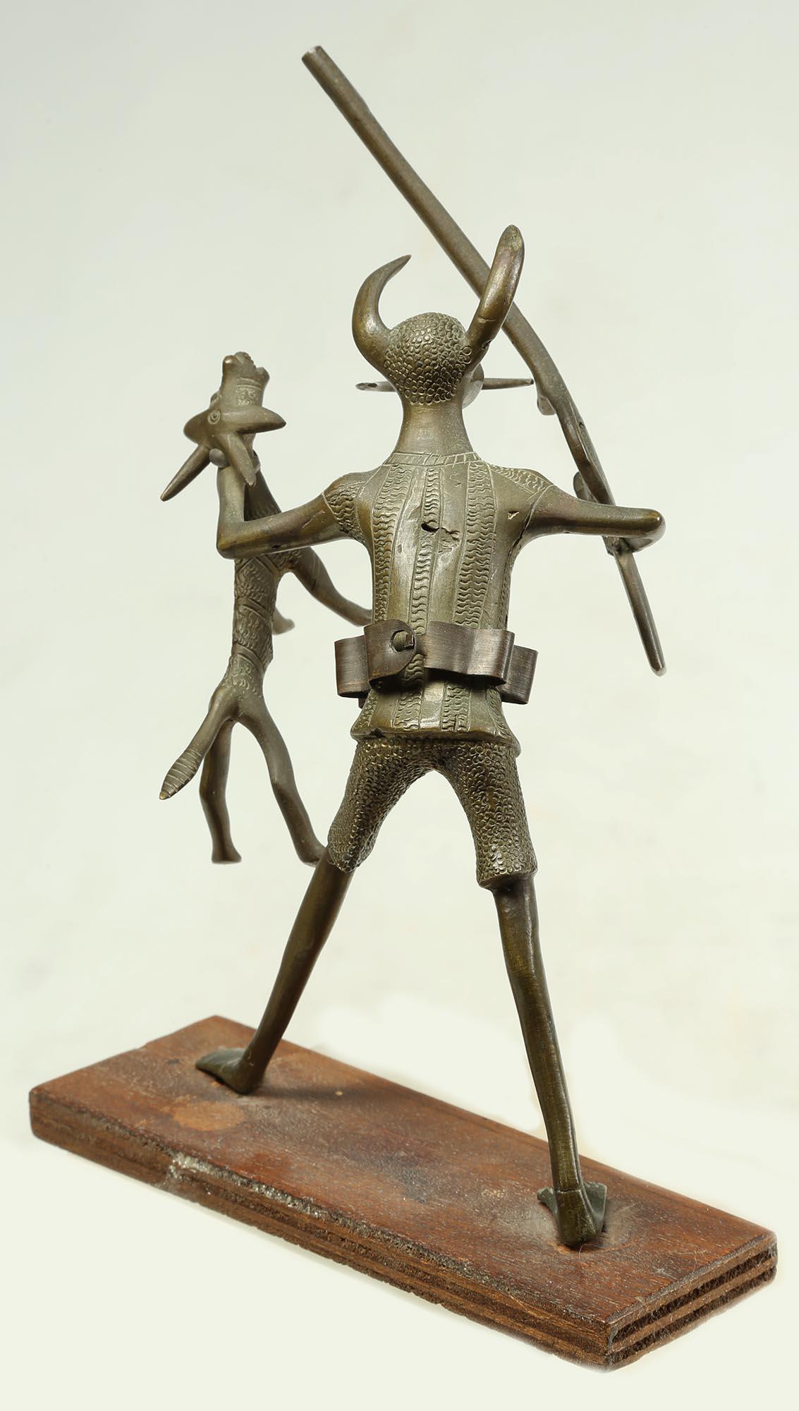 Tribal African Brass Bronze Figure Rifle Benin 'Dahomey' Early 20th Century Africa