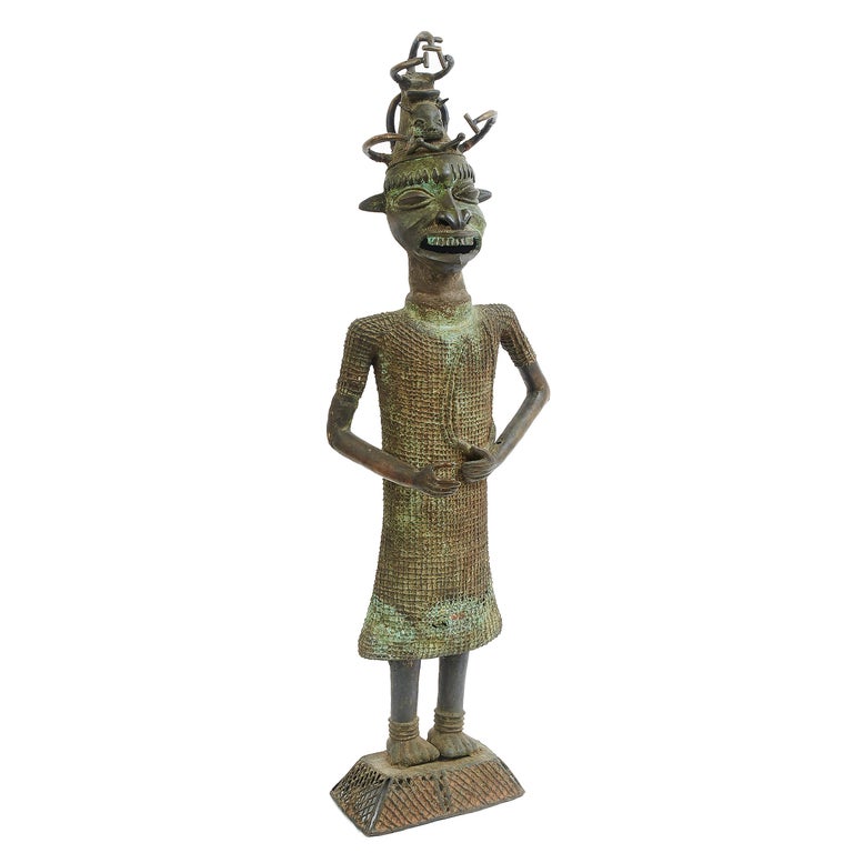 African Bronze Tikar Figure West Cameroon 20th Century 