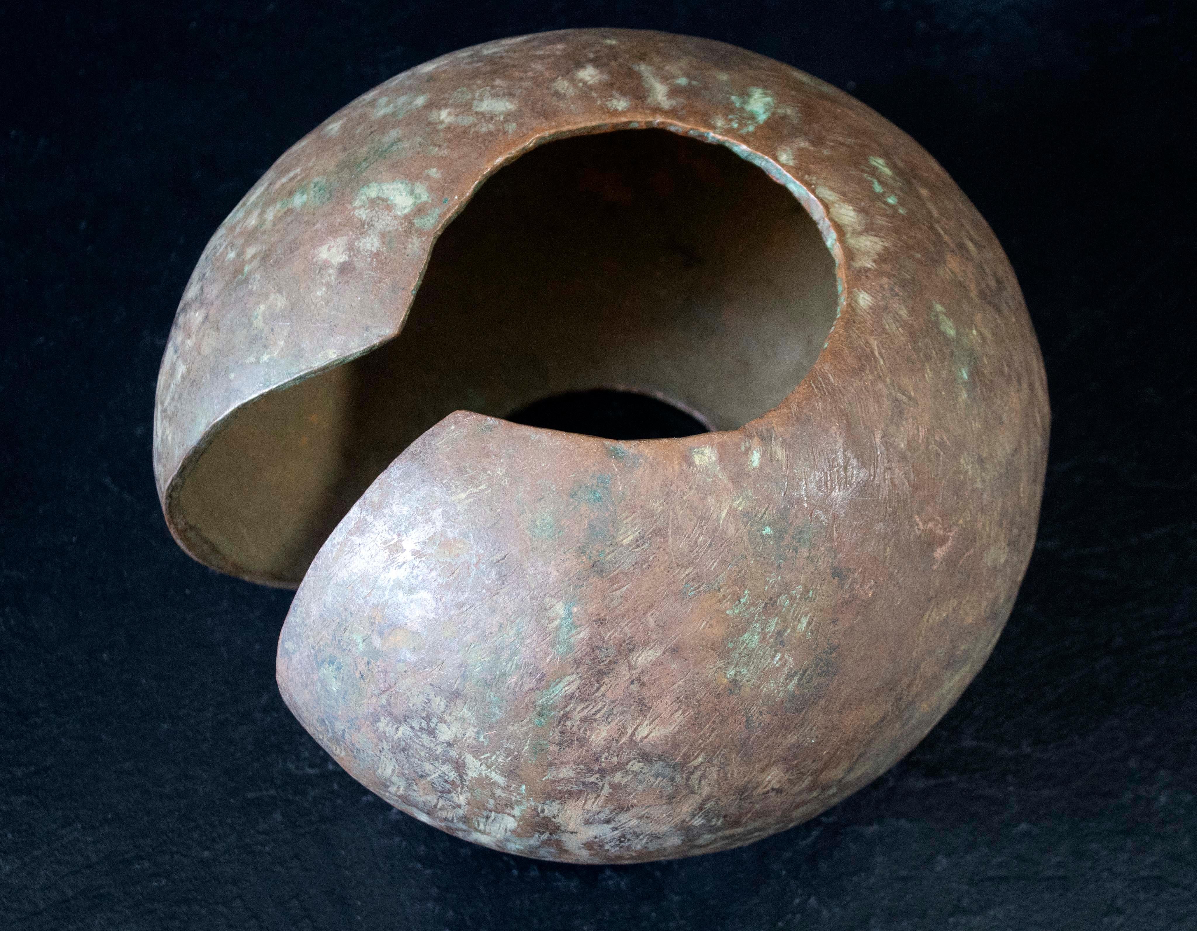 20th Century African Bronze Torque Neck Ring Nigerian Vintage Table Sculpture