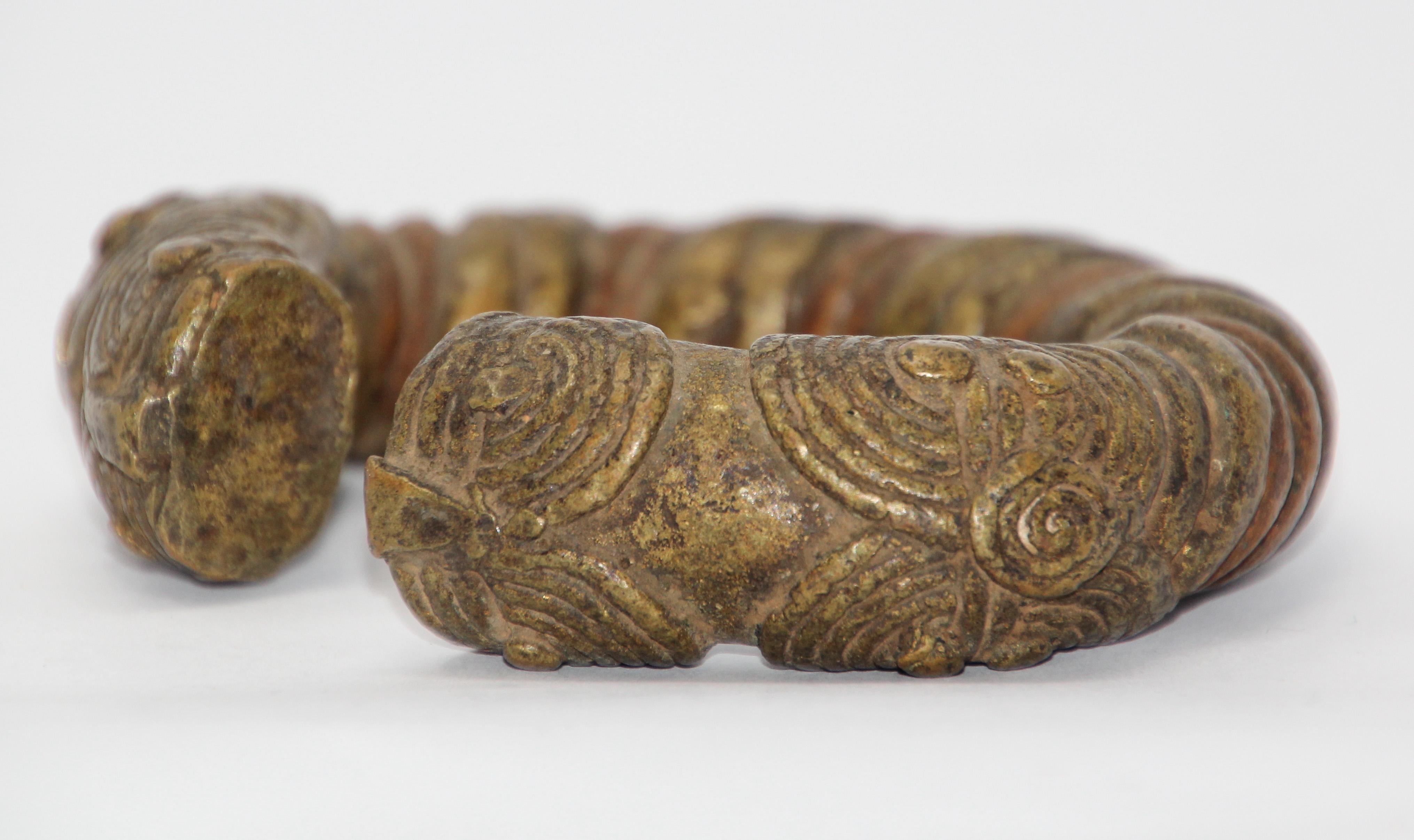 Hand-Crafted African Bronze Yoruba tribes Nigeria Manilla Bronze Trade Currency Bracelet