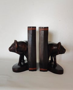 African Buffallo trópical wood bookends
