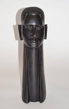 African Bust Carving Ebony Wood